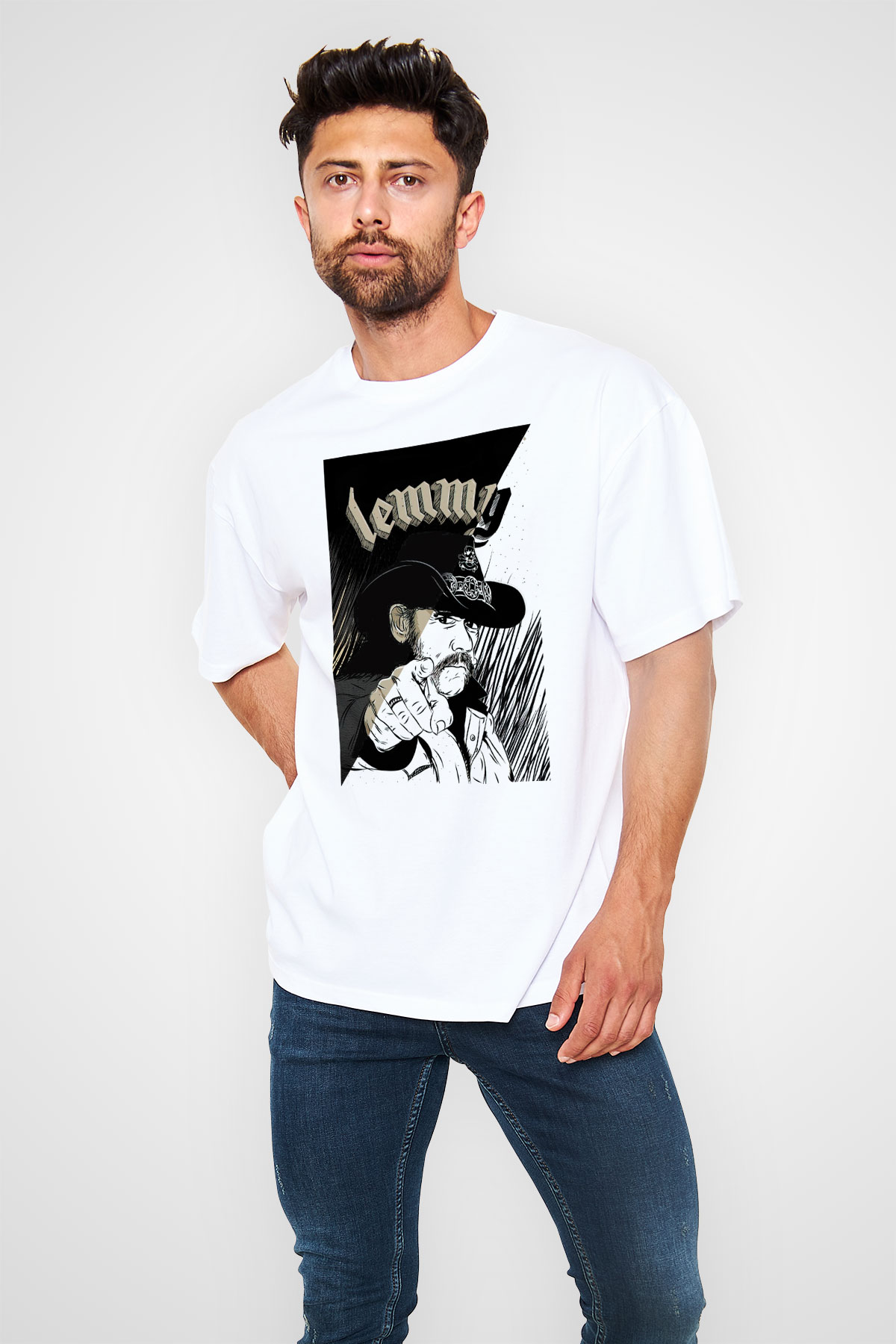 Lemmy Beyaz Unisex Oversize Tişört T-Shirt