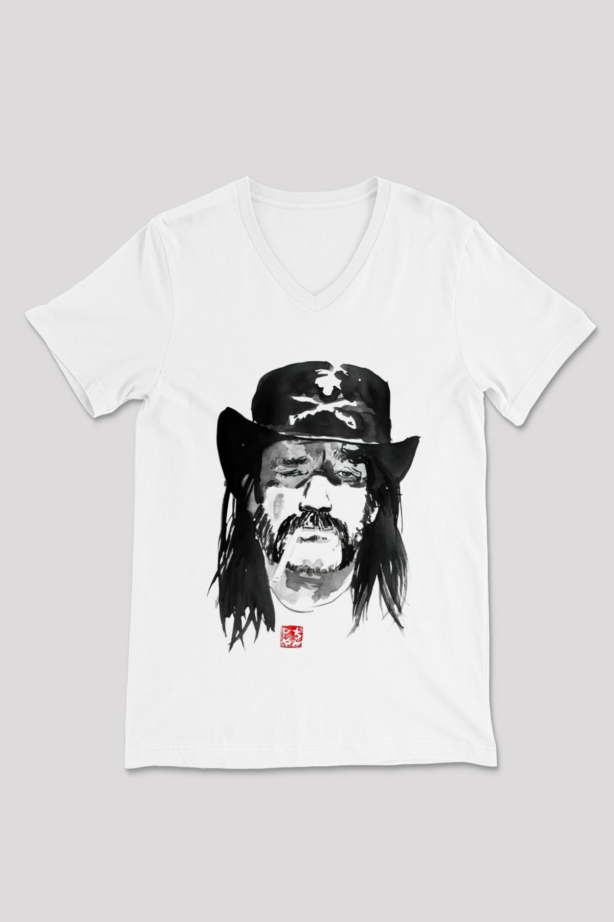 Lemmy Beyaz Unisex V Yaka Tişört