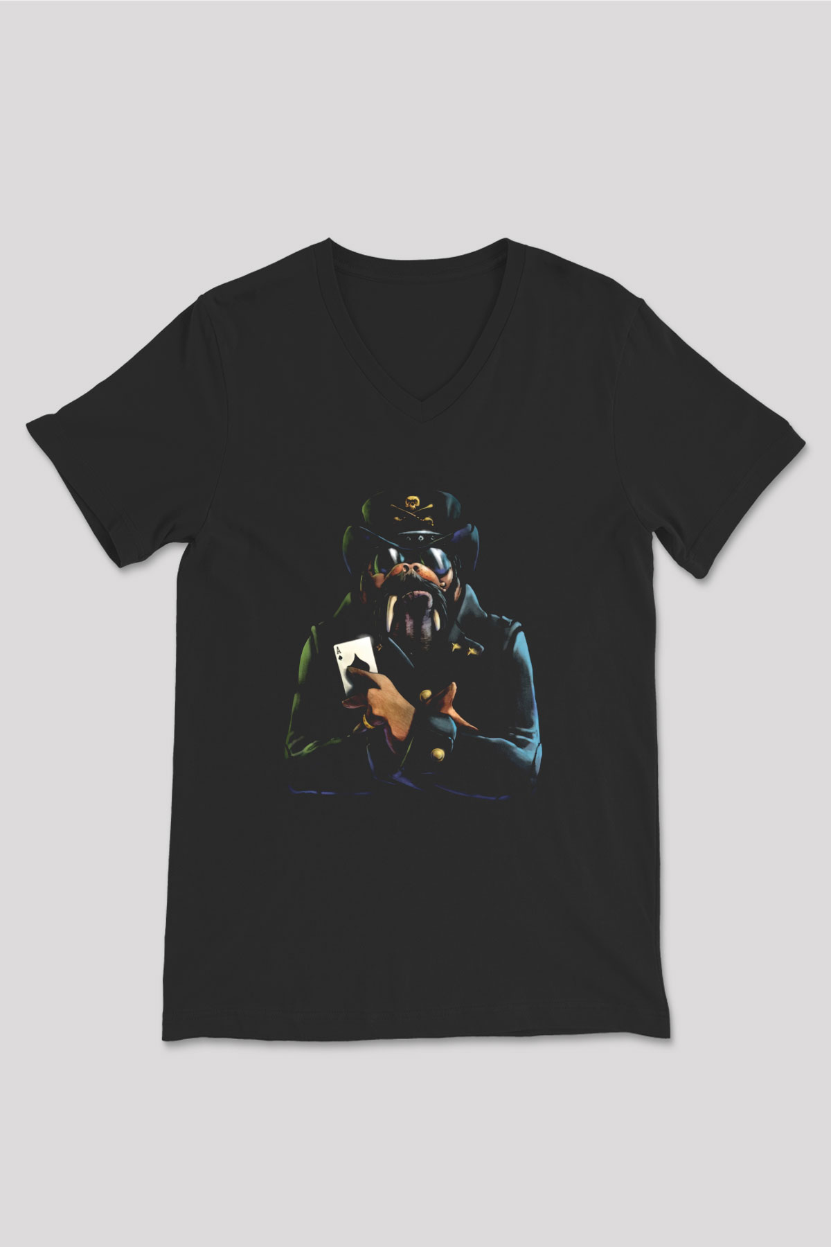 Lemmy Siyah Unisex V Yaka Tişört