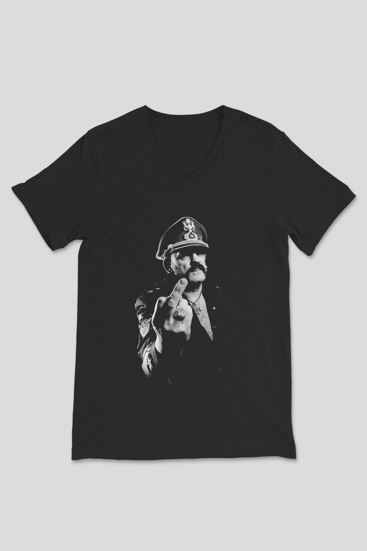 Lemmy Siyah Unisex V Yaka Tişört