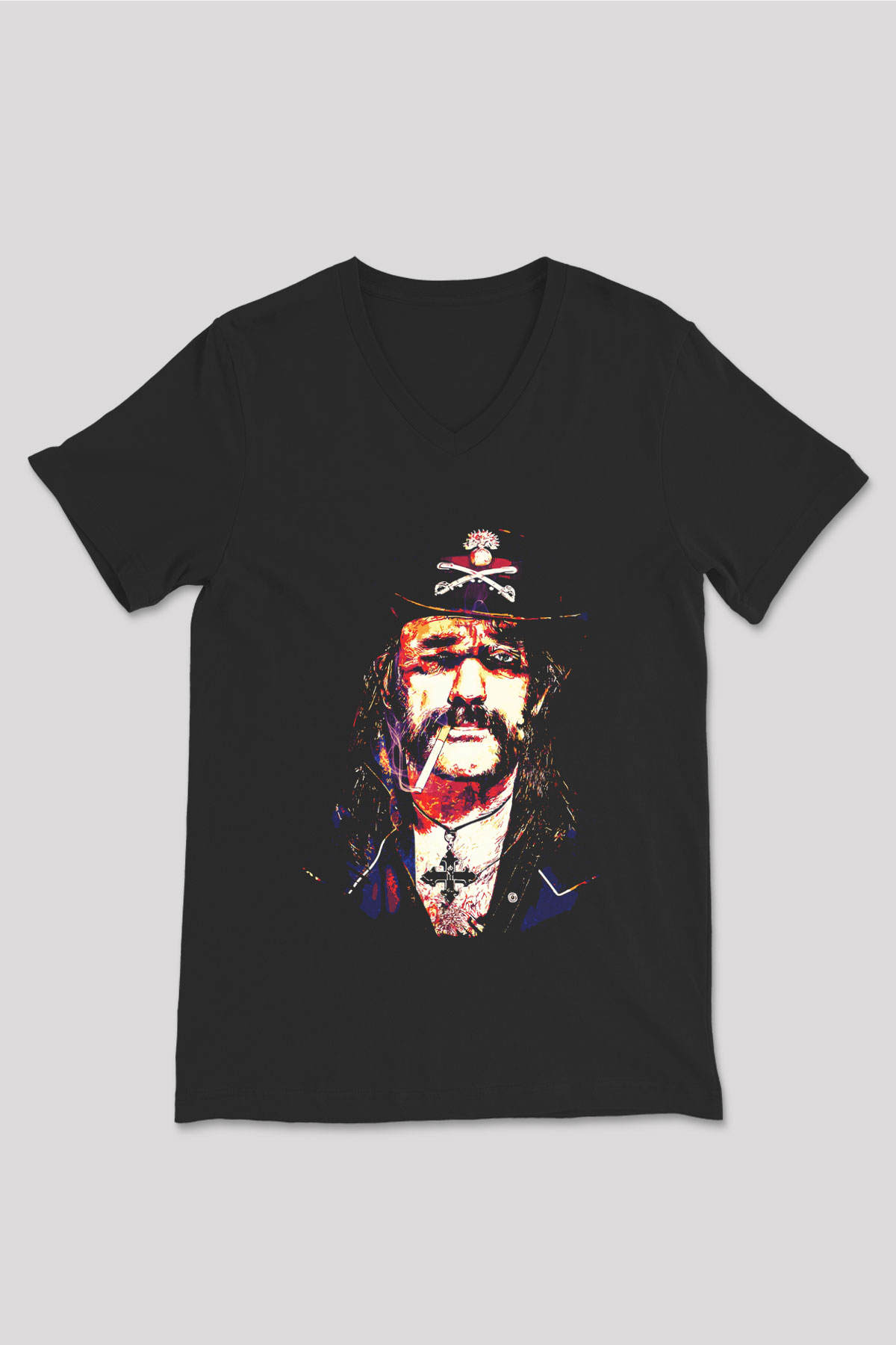 Lemmy Siyah Unisex V Yaka Tişört T-Shirt