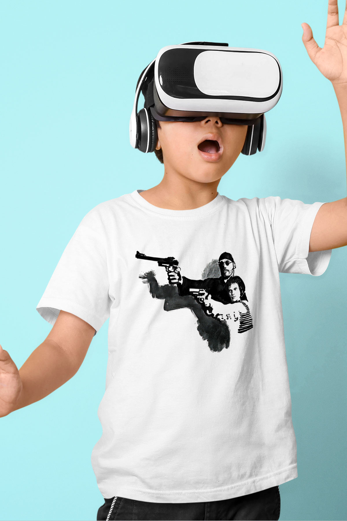Leon Baskılı Beyaz Unisex Beyaz Çocuk Tişört - Tshirt