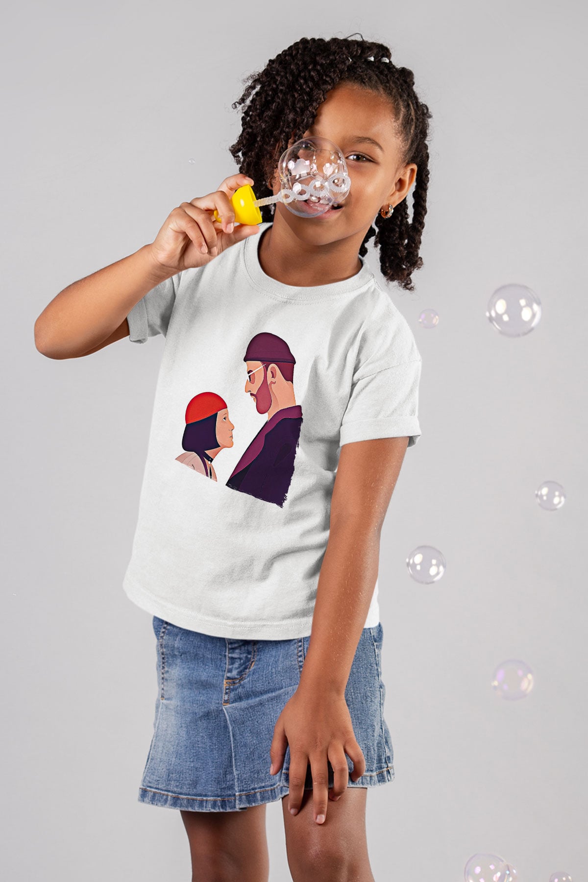 Leon Baskılı Beyaz Unisex Beyaz Çocuk Tişört - Tshirt