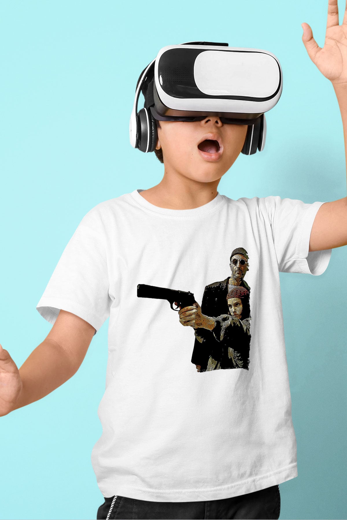 Leon Baskılı Beyaz Unisex Beyaz Çocuk Tişört - Tshirt
