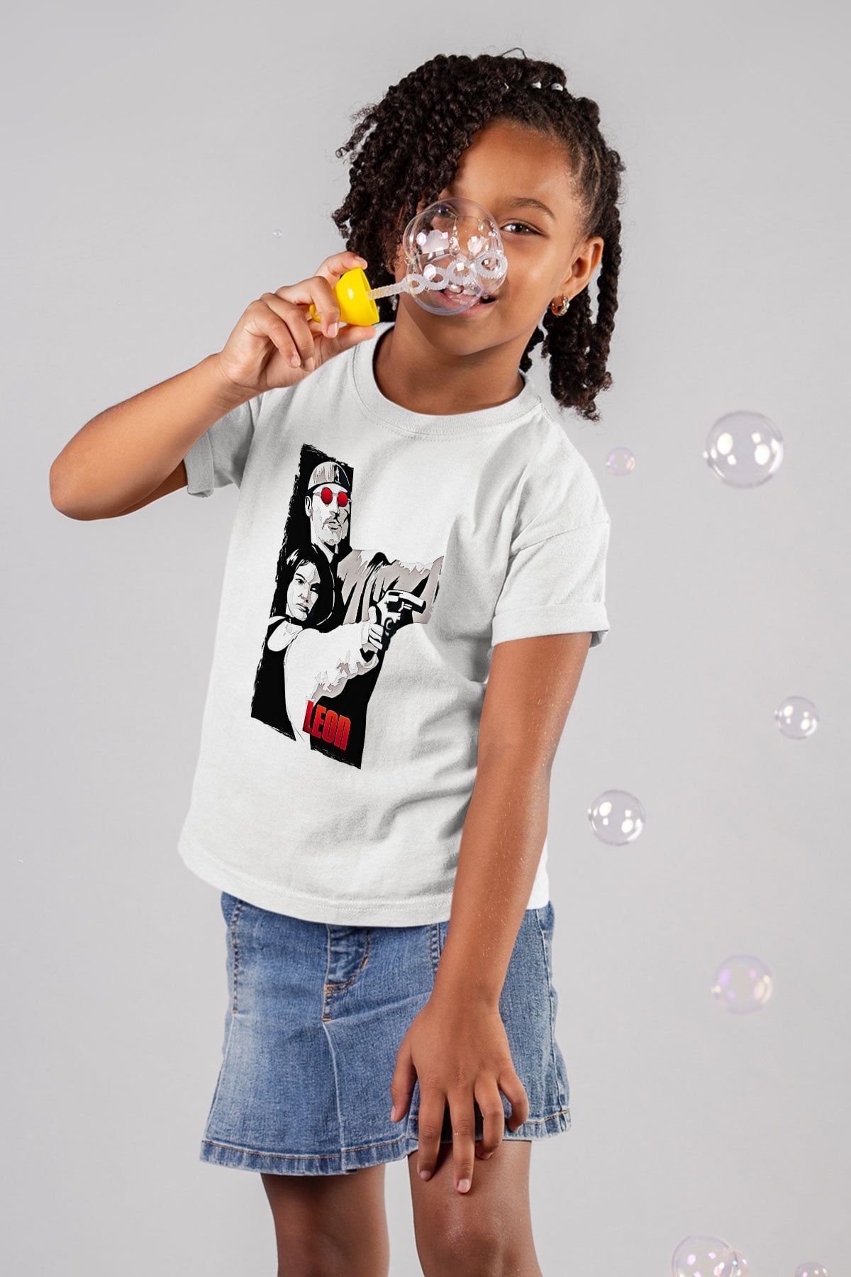 Leon Baskılı Beyaz Unisex Beyaz Çocuk Tişört - Tshirt