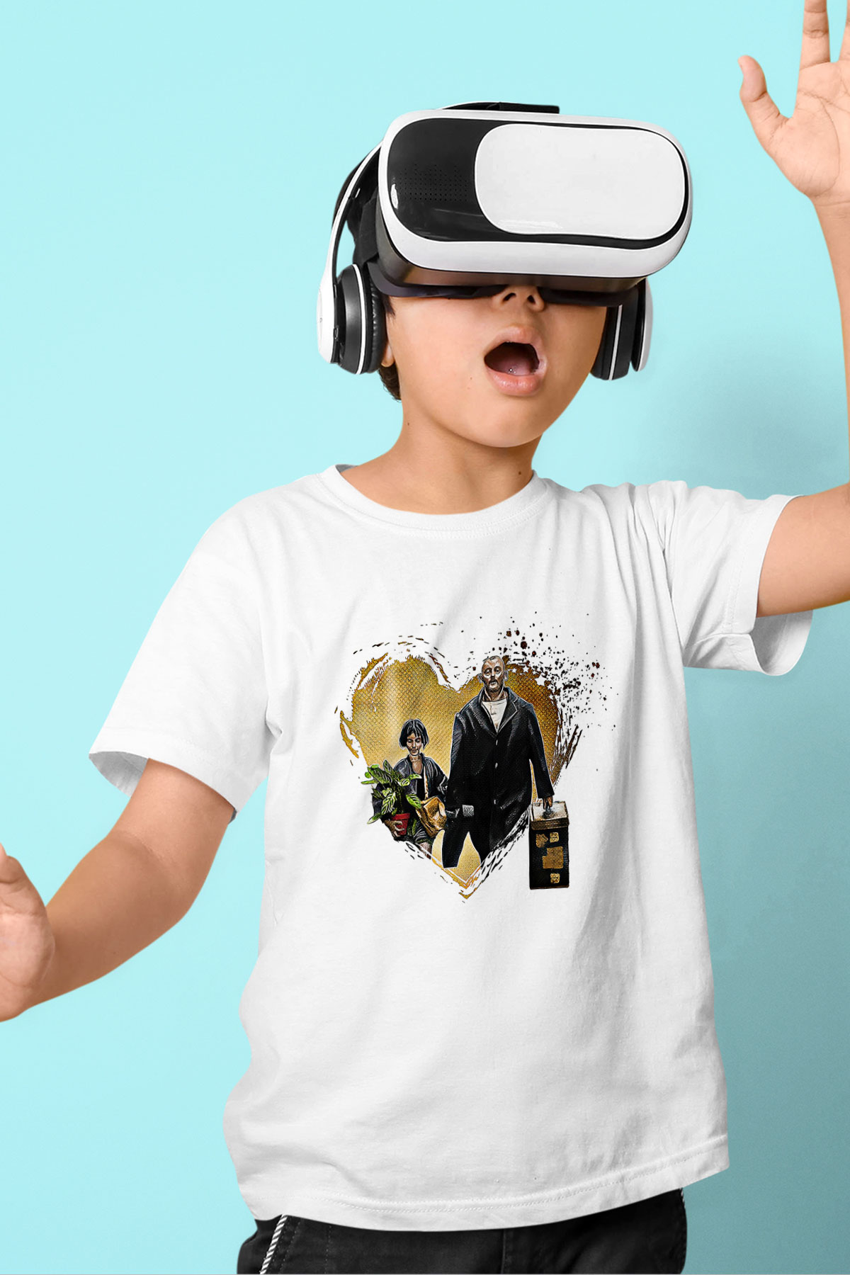 Leon Baskılı Beyaz Unisex Beyaz Çocuk Tişört - Tshirt