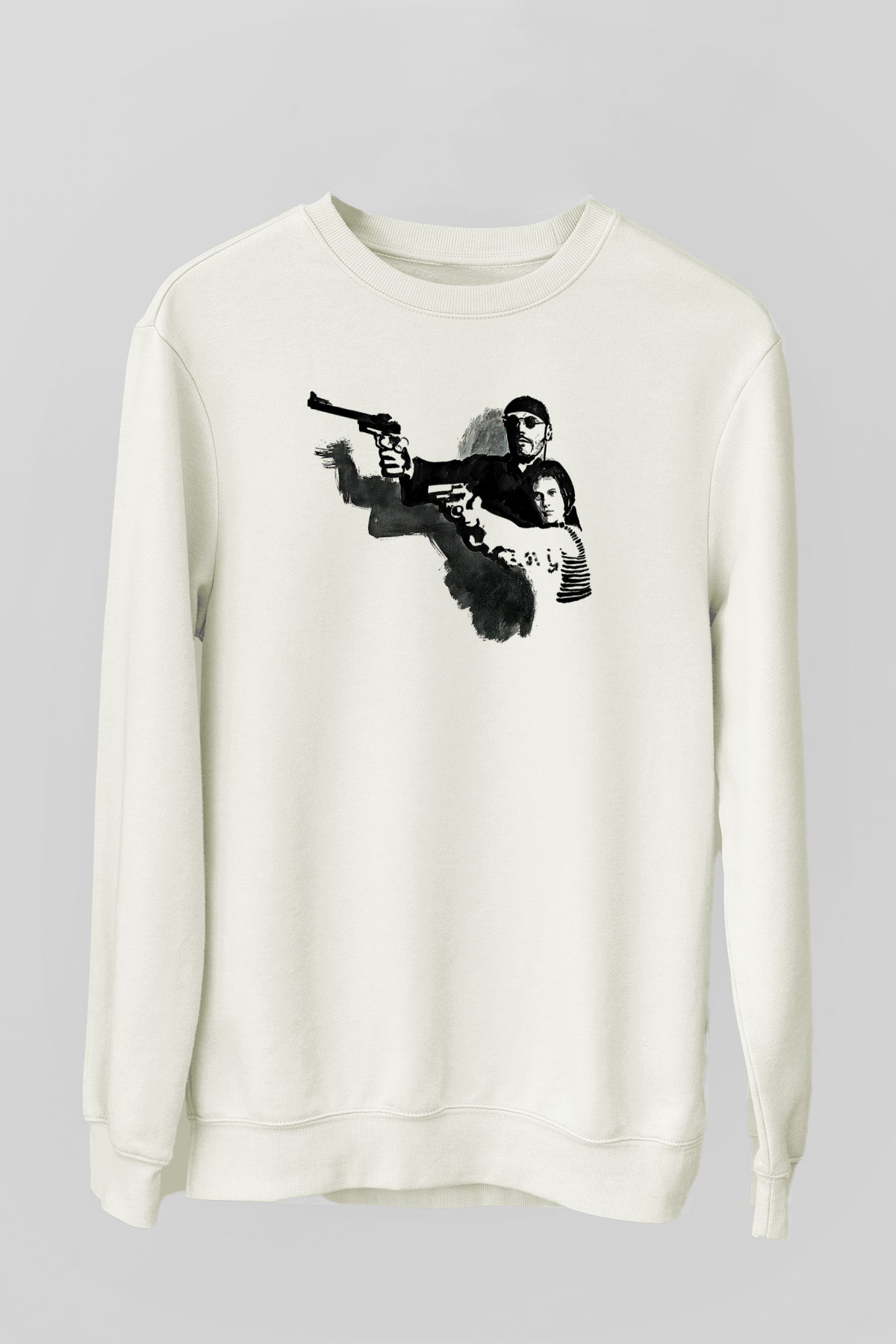 Leon Baskılı Beyaz Unisex Sweatshirt