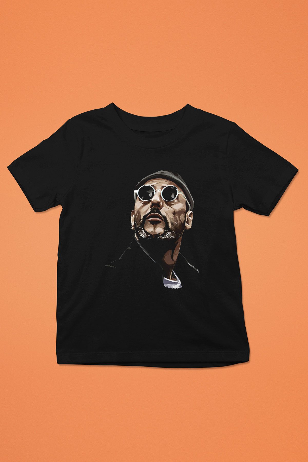 Leon Baskılı Unisex Siyah Çocuk Tişört - Tshirt