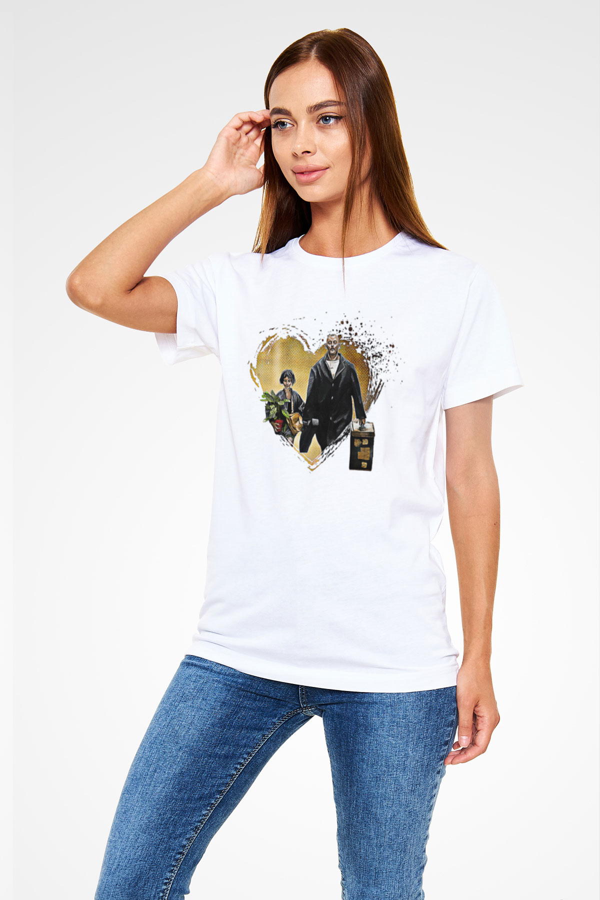 Leon Unisex Baskılı Beyaz Tişört - Tshirt