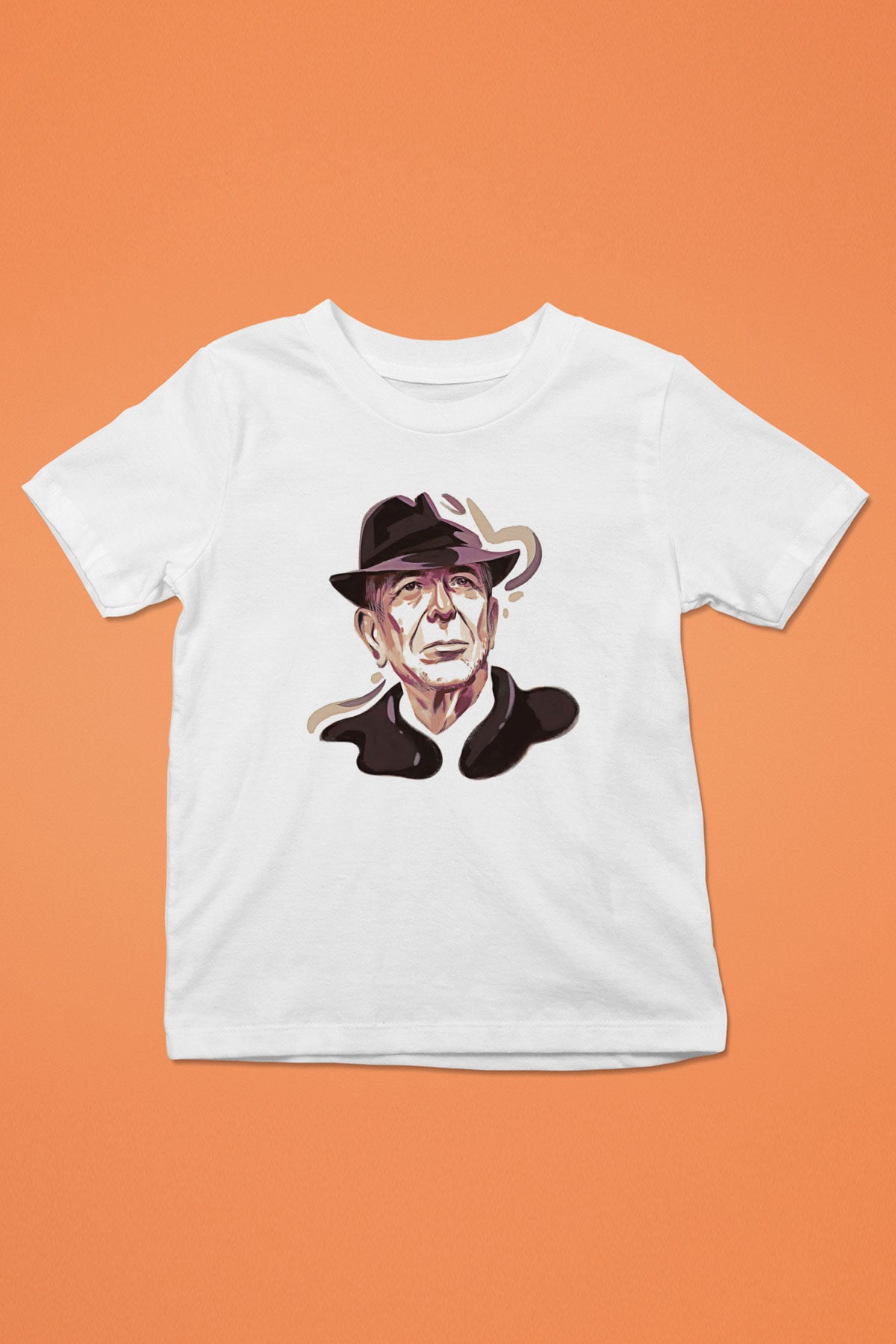 Leonard Cohen Baskılı Beyaz Unisex Beyaz Çocuk Tişört - Tshirt