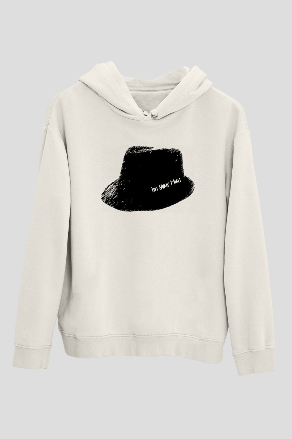 Leonard Cohen Baskılı Beyaz Unisex Kapüşonlu Sweatshirt