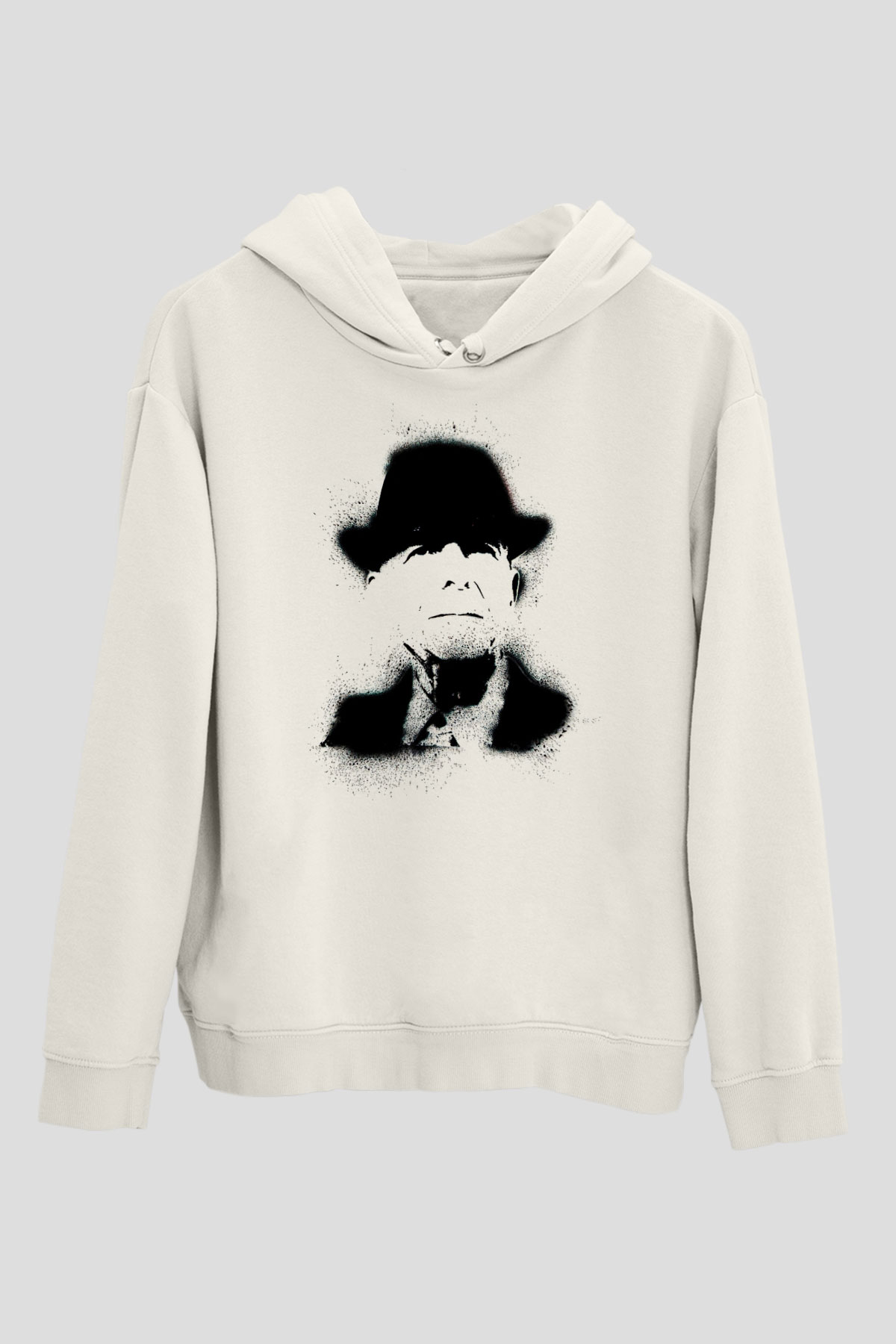 Leonard Cohen Baskılı Beyaz Unisex Kapüşonlu Sweatshirt