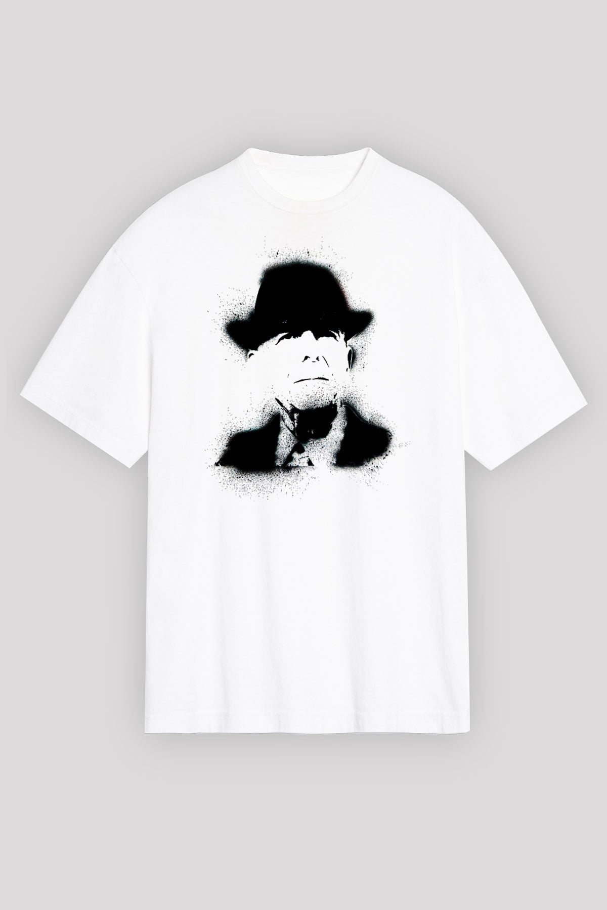 Leonard Cohen Baskılı Beyaz Unisex Oversize Tişört - Tshirt