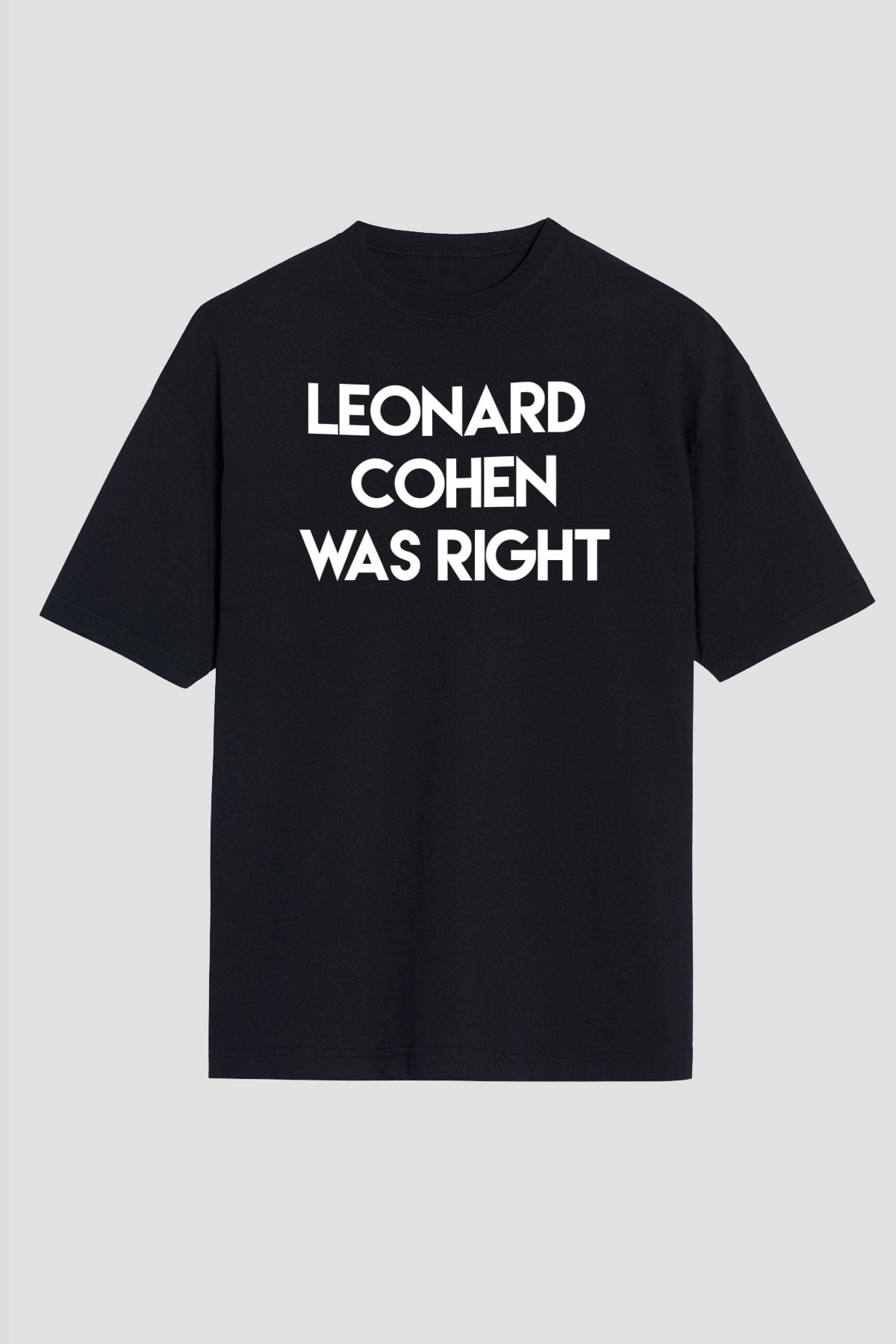 Leonard Cohen Baskılı Unisex Siyah Oversize Tişört - Tshirt