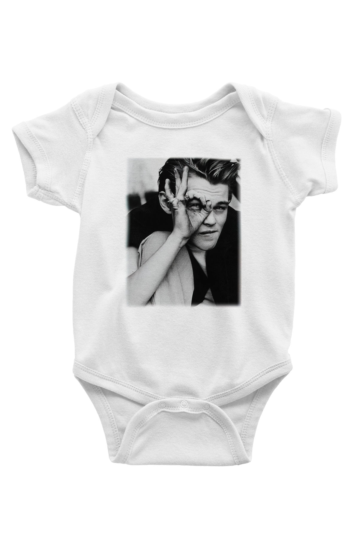 Leonardo DiCaprio Baskılı Beyaz Unisex Bebek Body - Zıbın