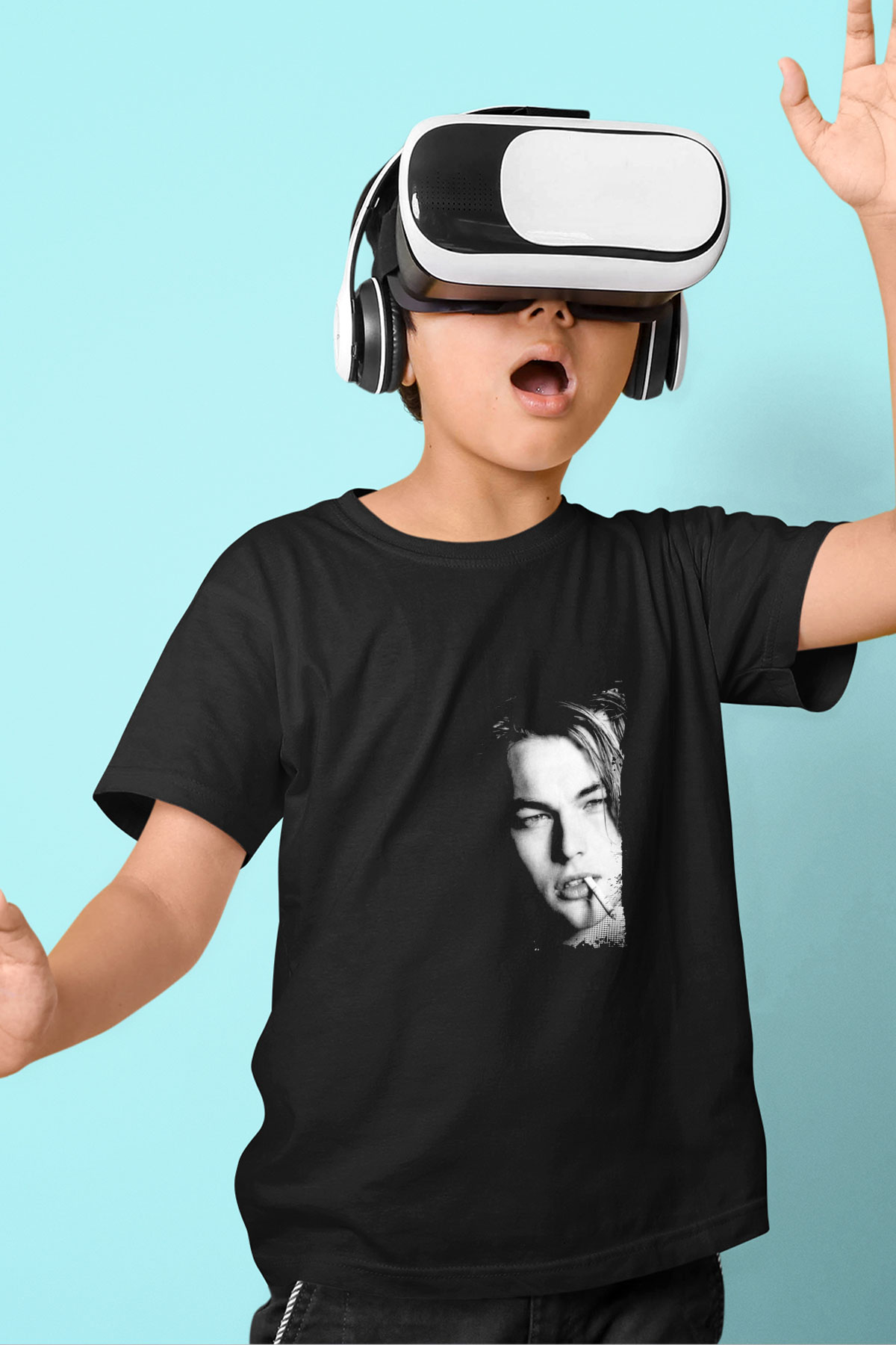 Leonardo DiCaprio Baskılı Unisex Siyah Çocuk Tişört