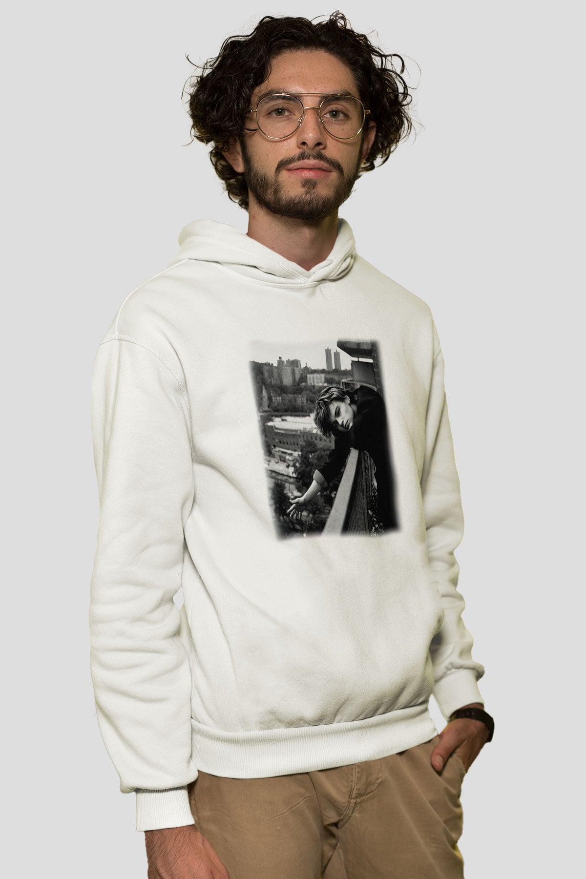 Leonardo DiCaprio Beyaz Unisex Kapşonlu Sweatshirt