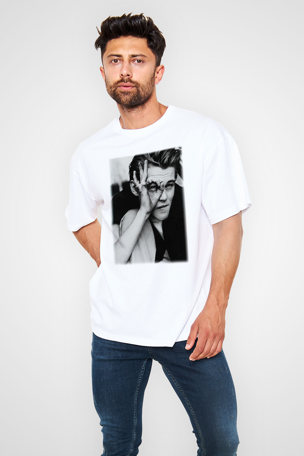 Leonardo DiCaprio Beyaz Unisex Oversize Tişört T-Shirt
