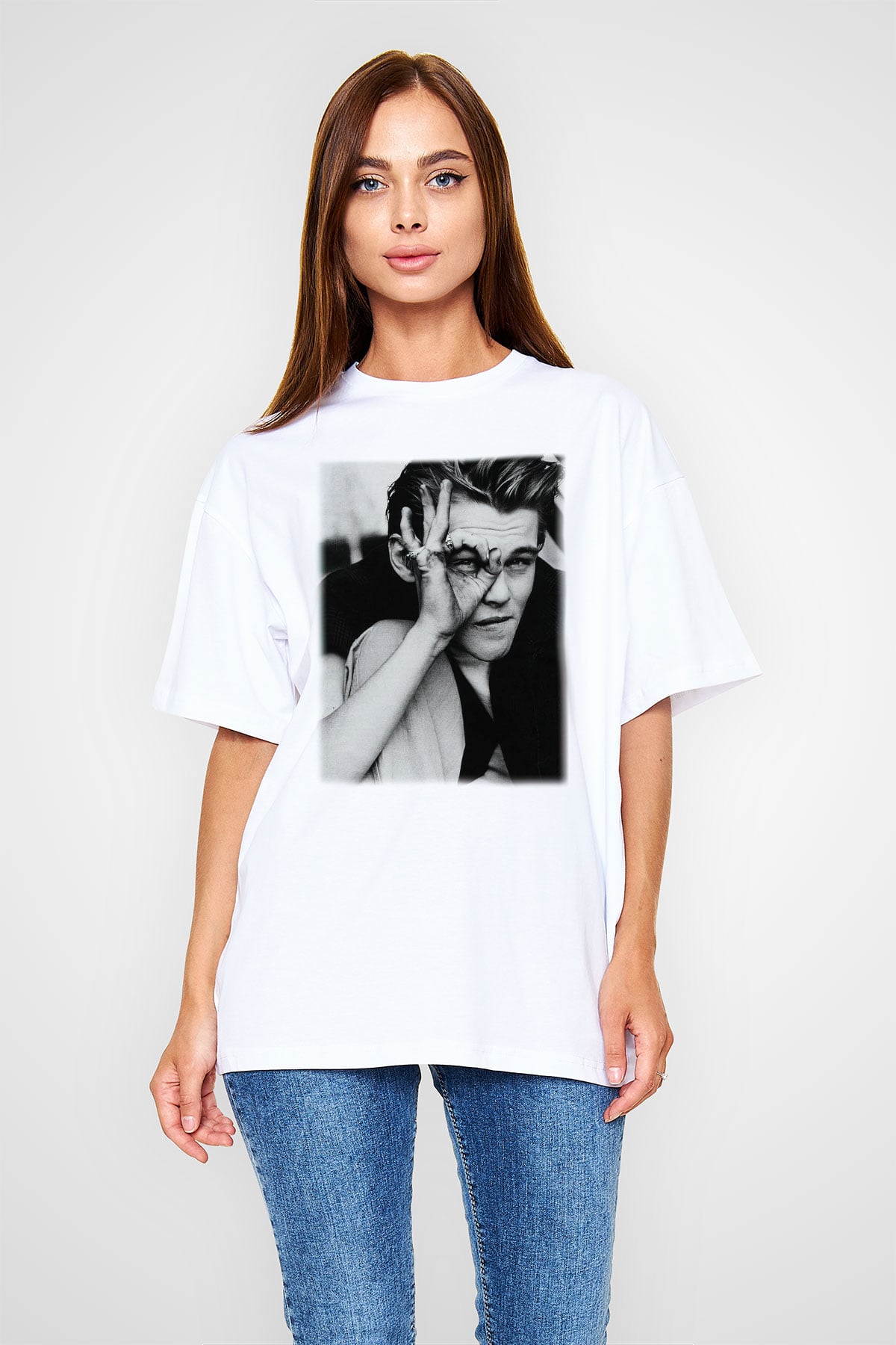 Leonardo DiCaprio Beyaz Unisex Oversize Tişört T-Shirt