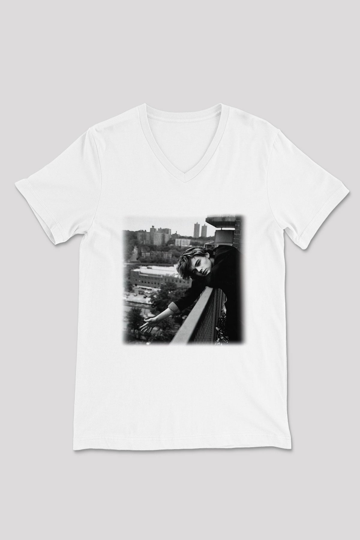 Leonardo DiCaprio Beyaz Unisex V Yaka Tişört T-Shirt