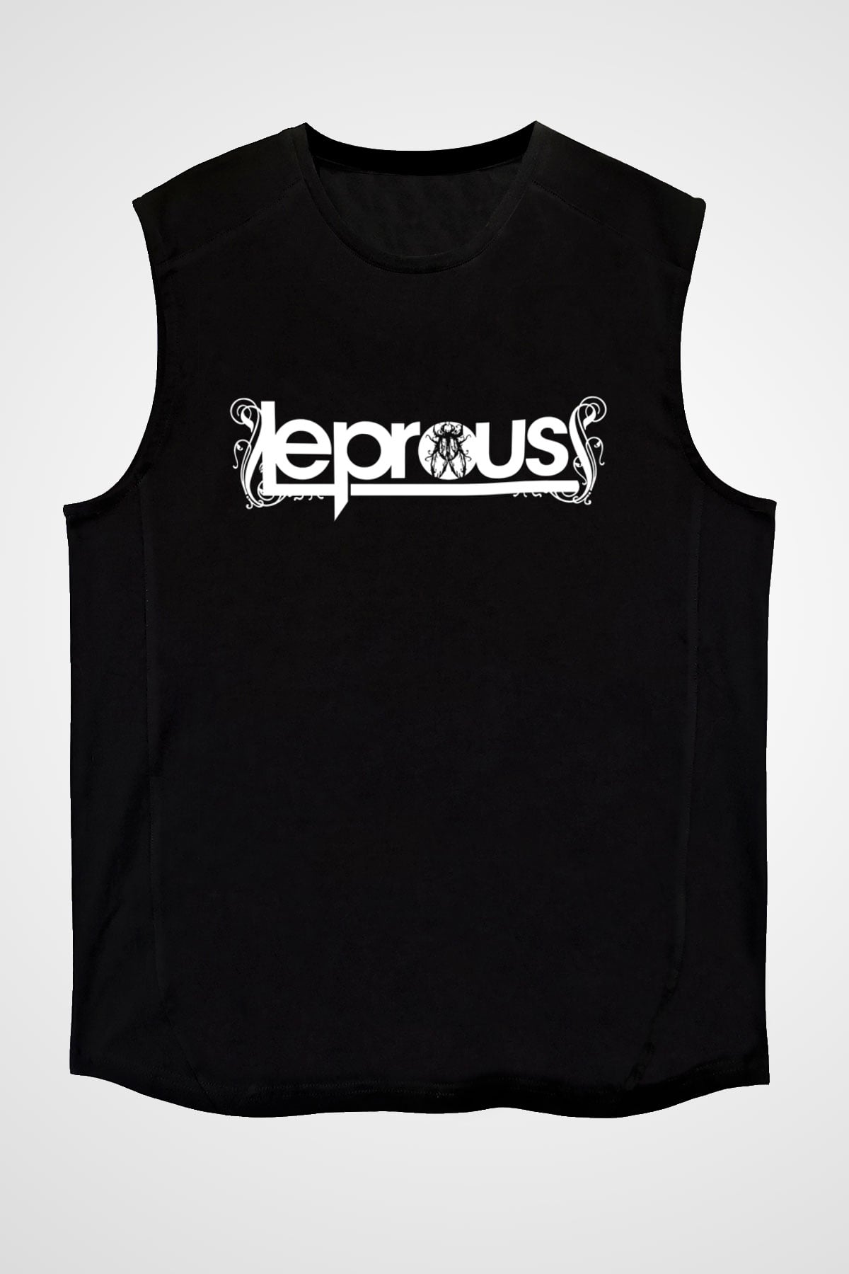 Leprous Baskılı Unisex Siyah Kolsuz Tişört - Tshirt
