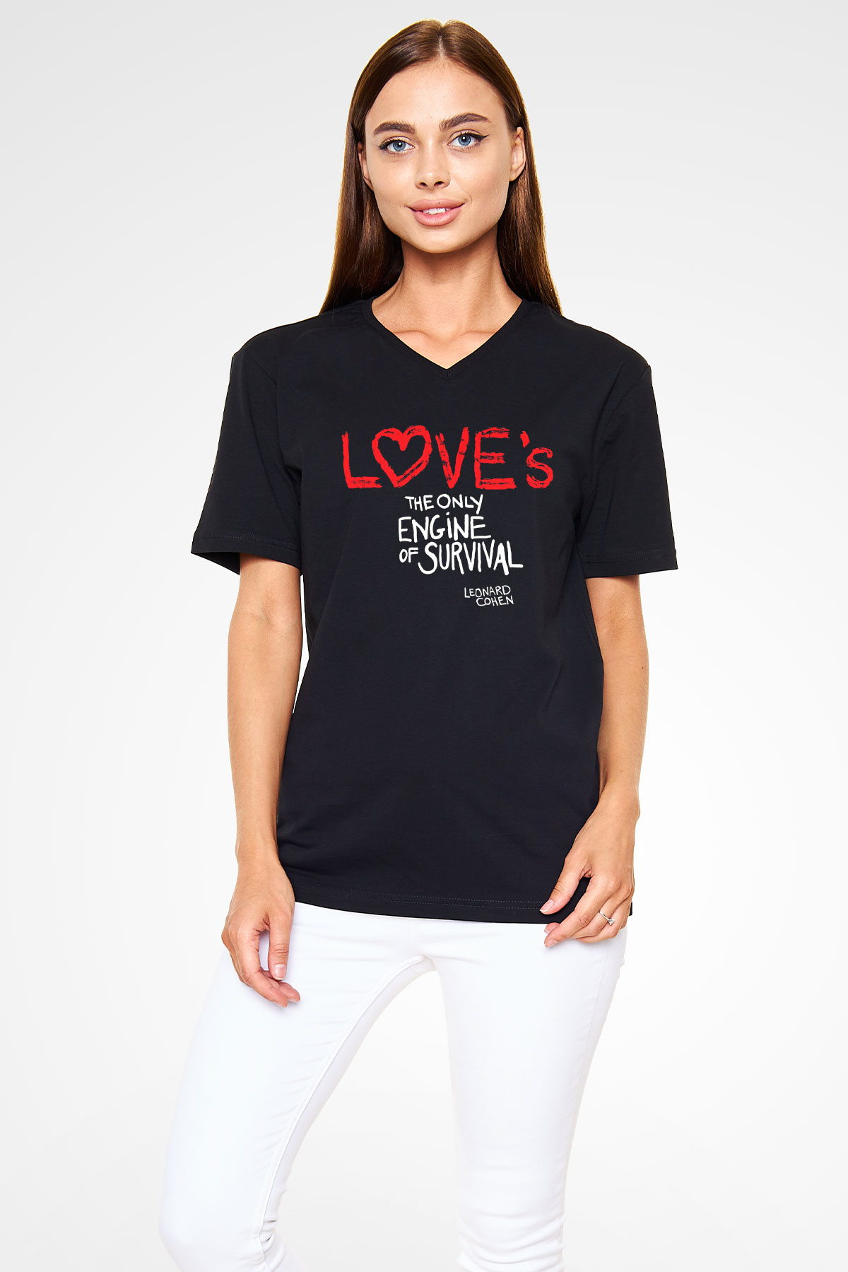 Leprous Baskılı Unisex Siyah V Yaka Tişört - Tshirt