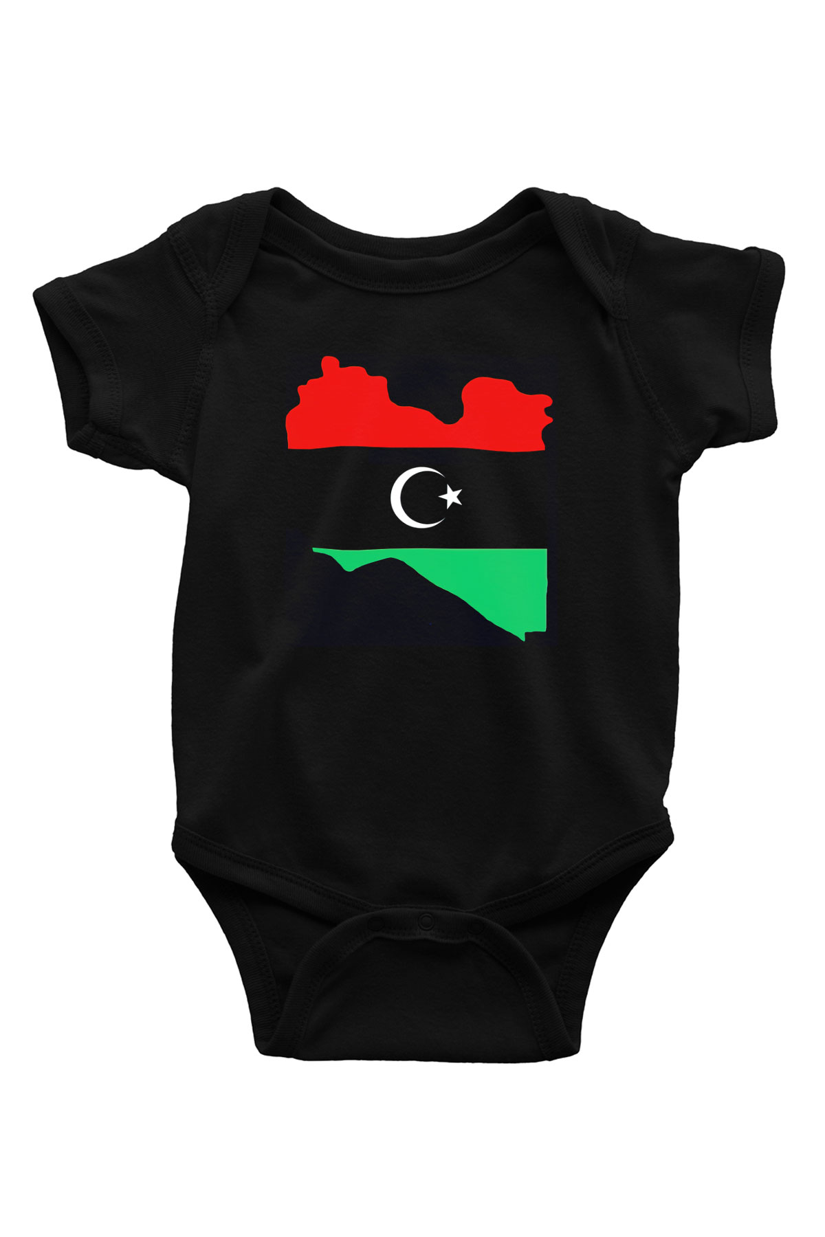 Libya Baskılı Siyah Bebek Body - Zıbın