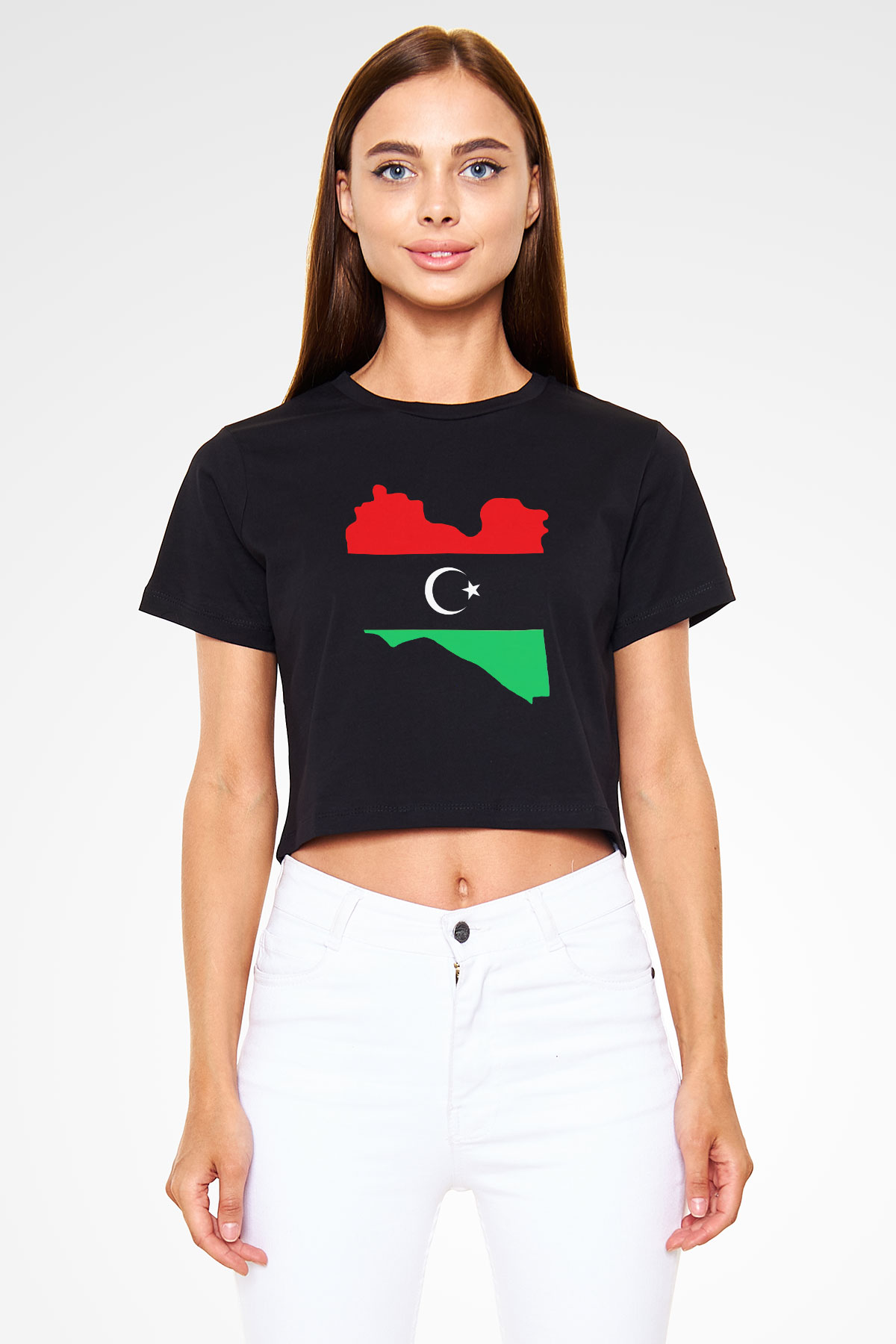Libya Siyah Crop Top Tişört