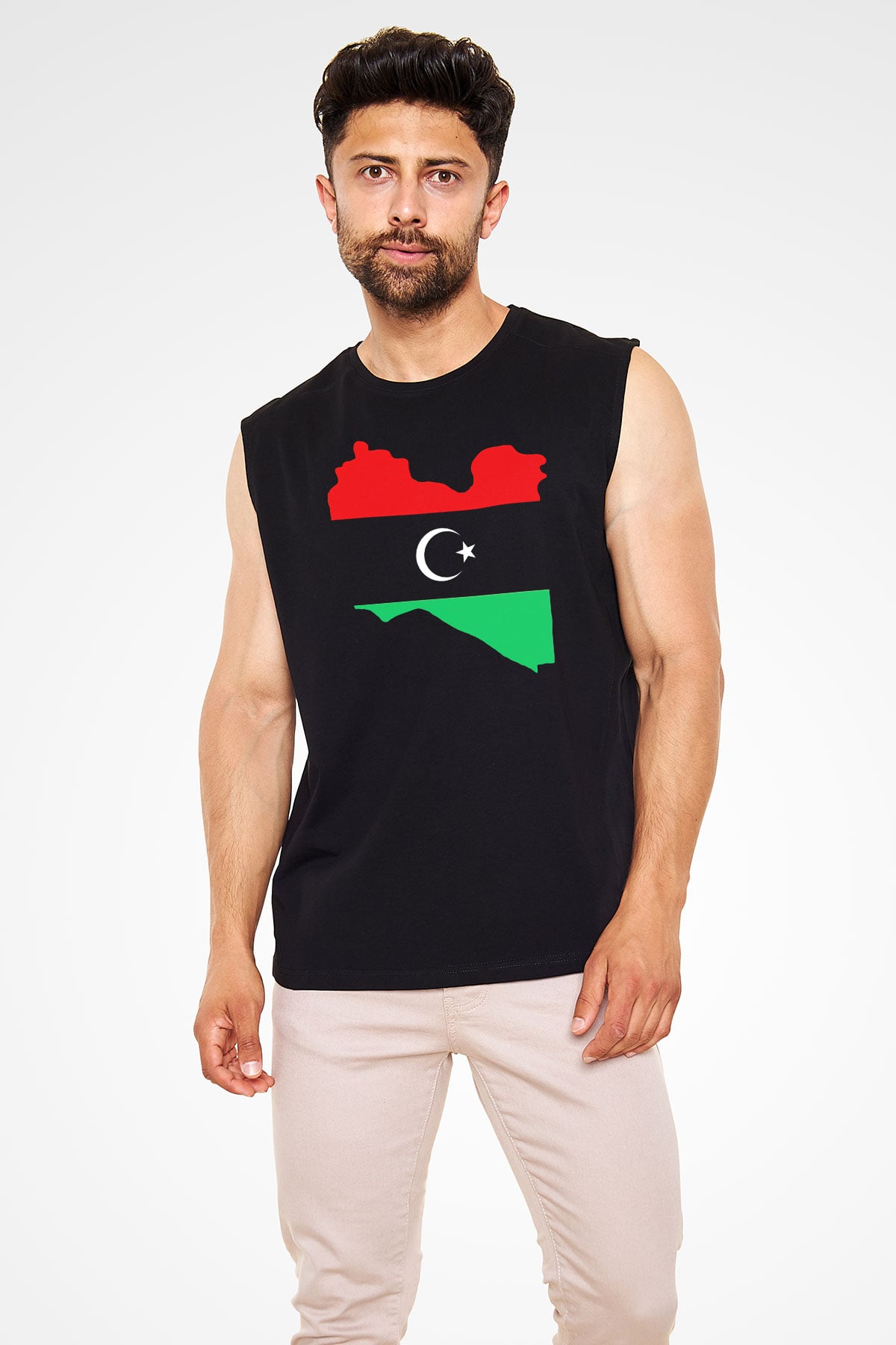 Libya Siyah Unisex Kolsuz Tişört