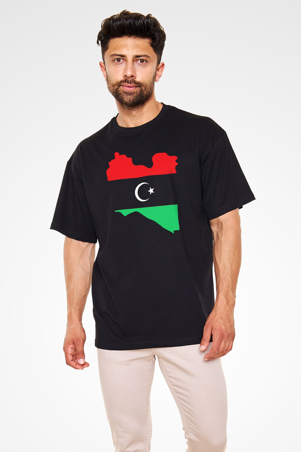 Libya Siyah Unisex Oversize Tişört T-Shirt