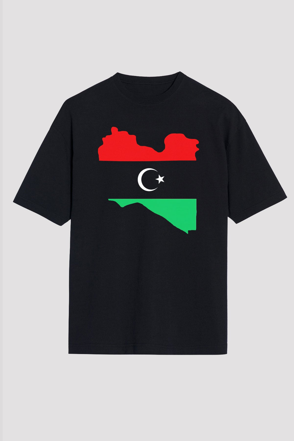 Libya Siyah Unisex Oversize Tişört T-Shirt