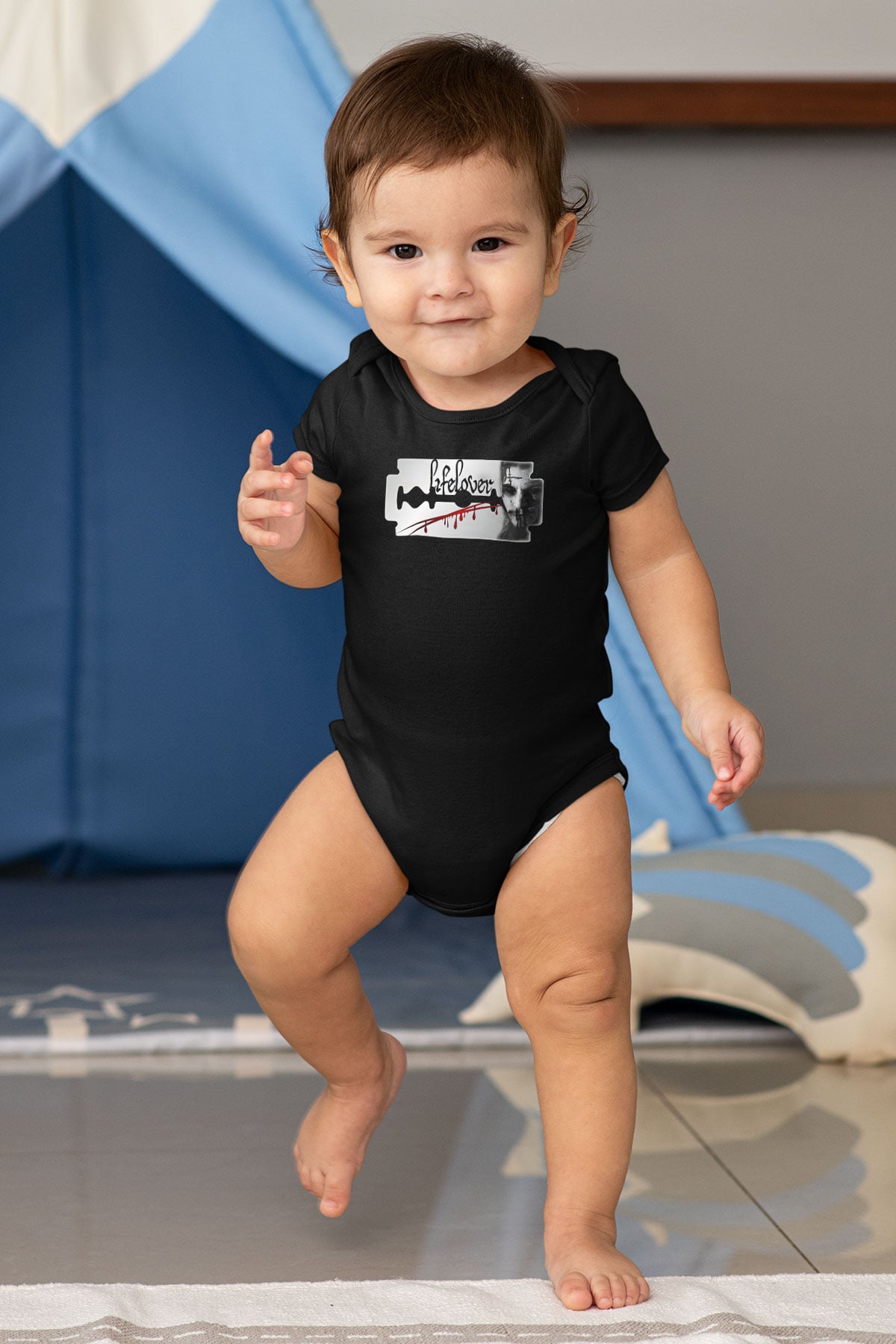 Lifelover Baskılı Unisex Siyah Bebek Body - Zıbın