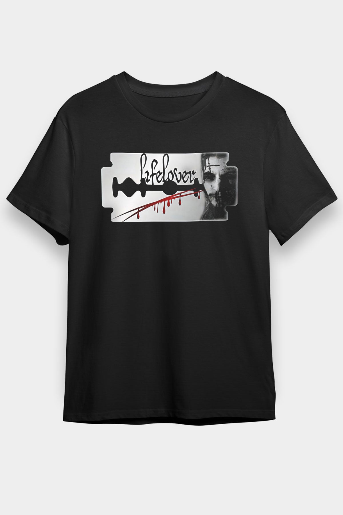 Lifelover Baskılı Unisex Siyah Tişört - Tshirt