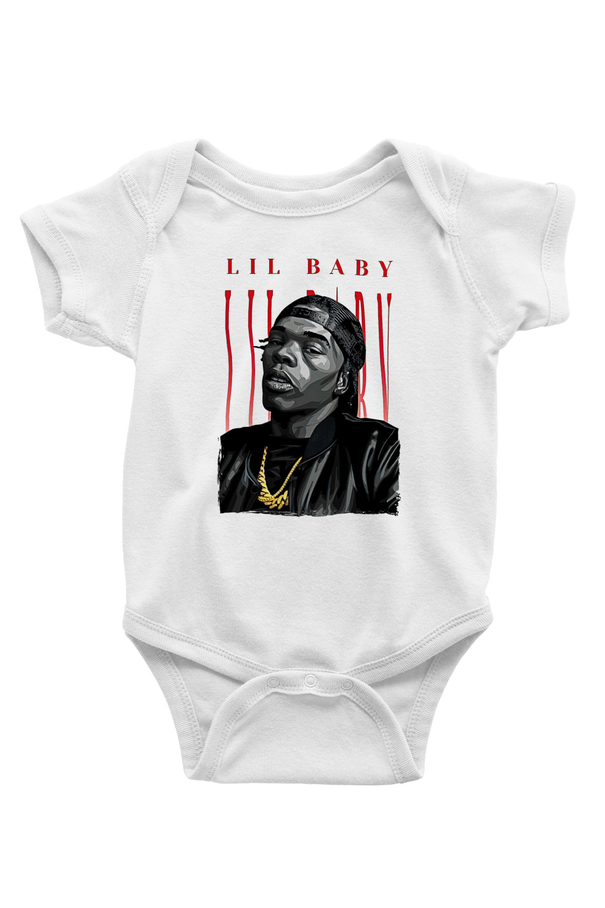 Lil Baby Baskılı Beyaz Unisex Bebek Body - Zıbın