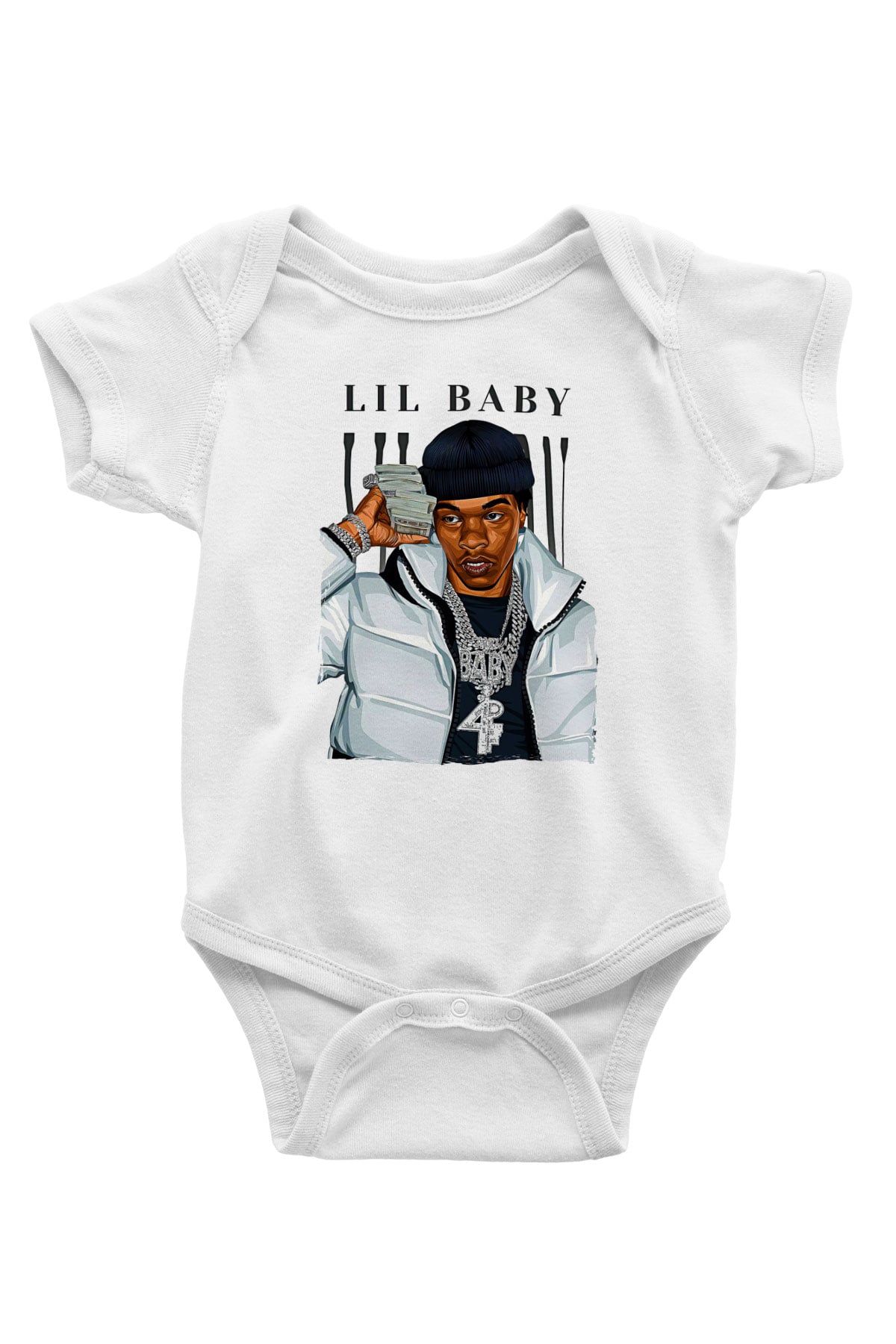 Lil Baby Baskılı Beyaz Unisex Bebek Body - Zıbın