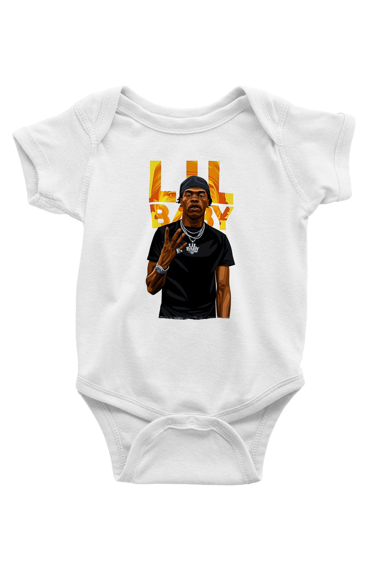 Lil Baby Baskılı Beyaz Unisex Bebek Body - Zıbın