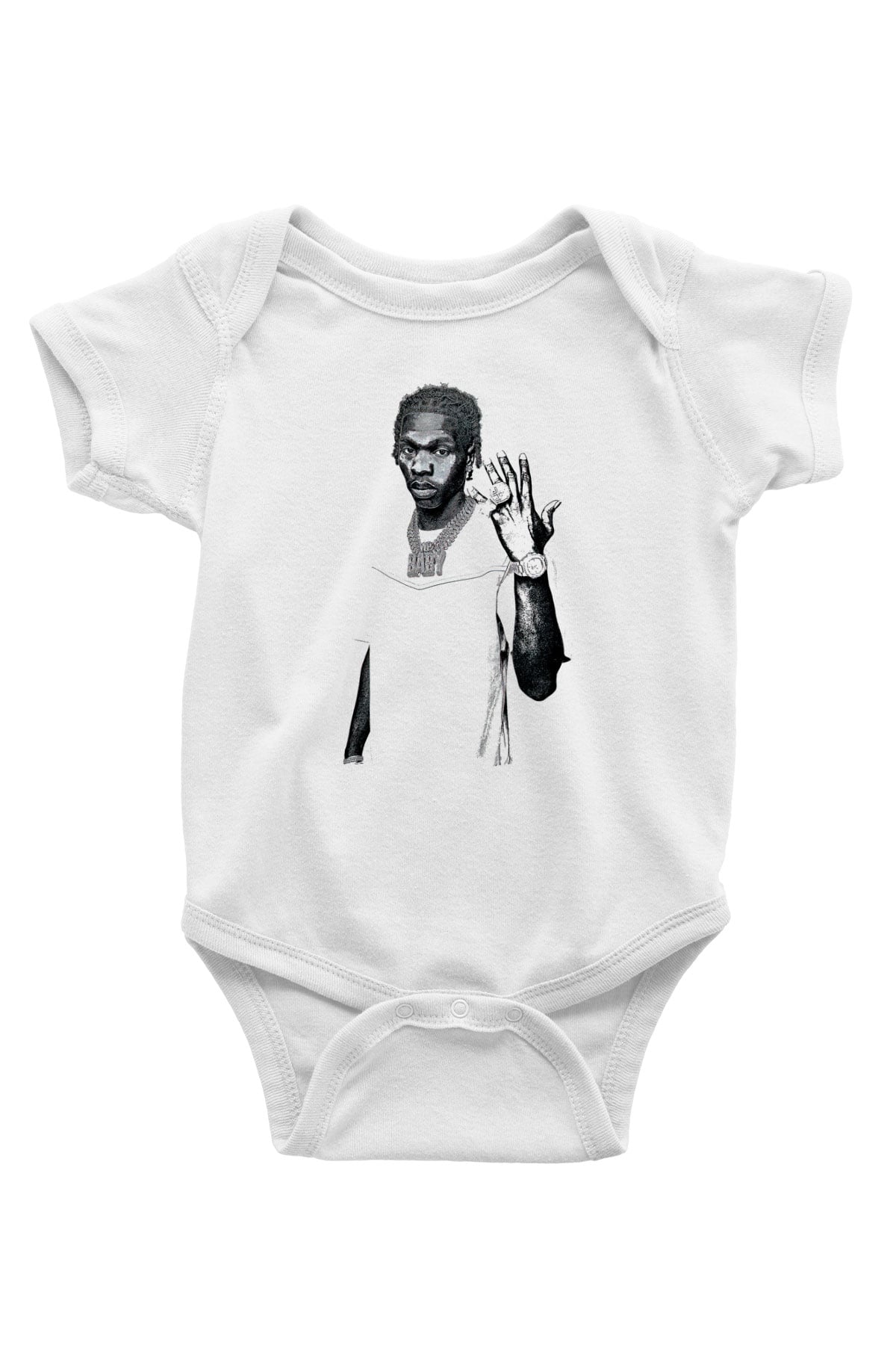 Lil Baby Baskılı Beyaz Unisex Bebek Body - Zıbın