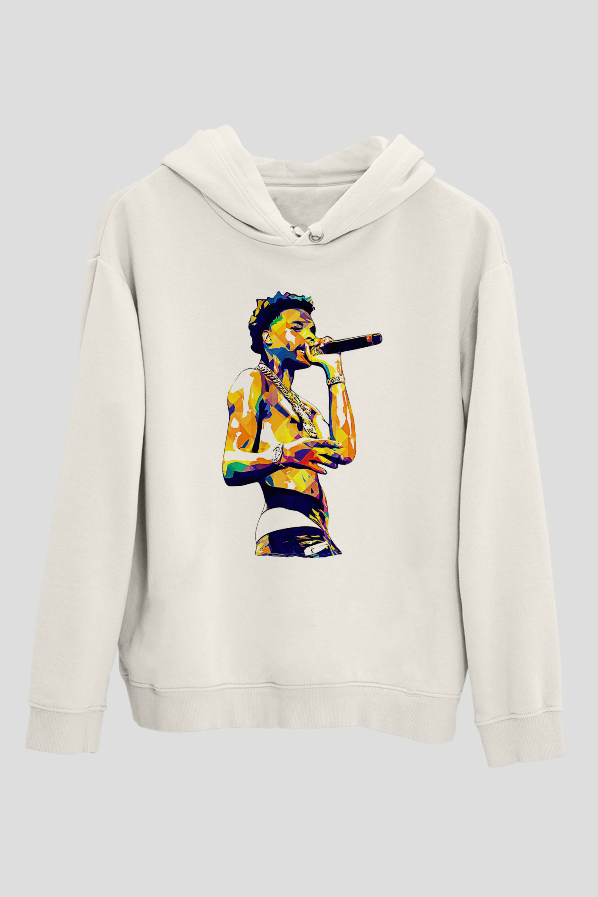 Lil Baby Baskılı Beyaz Unisex Kapüşonlu Sweatshirt
