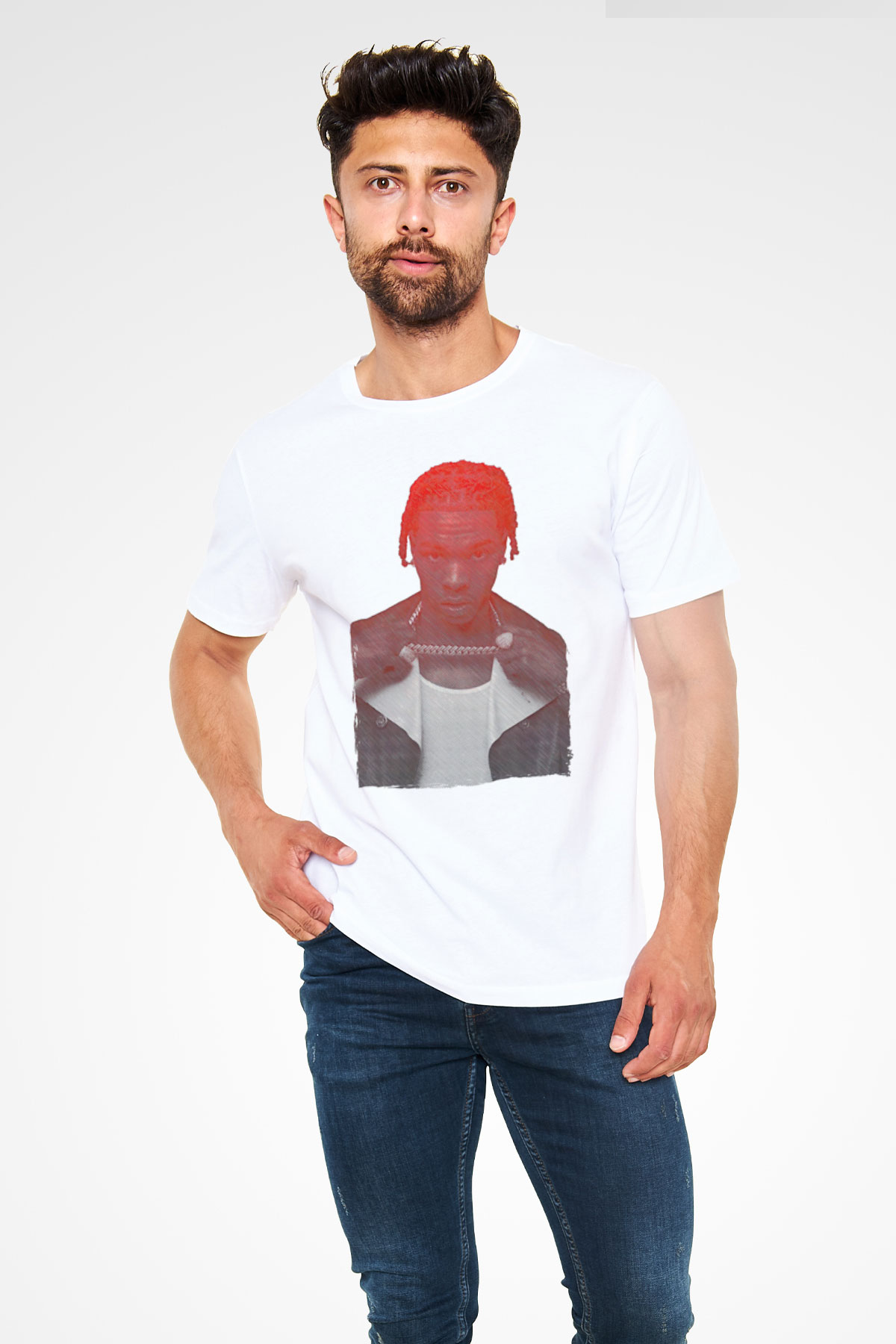 Lil Baby Baskılı Unisex Beyaz Tişört - Tshirt