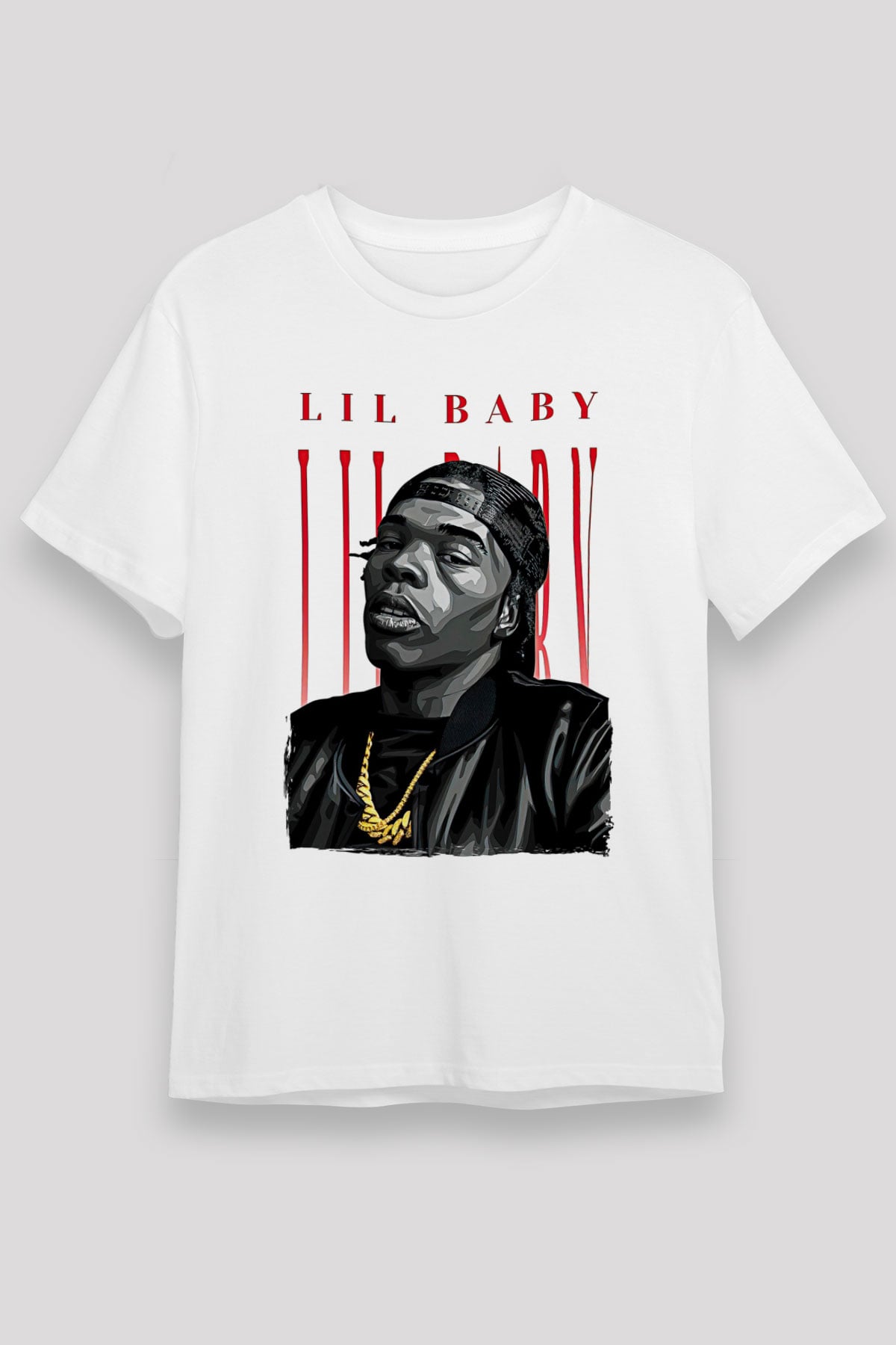 Lil Baby Baskılı Unisex Beyaz Tişört - Tshirt