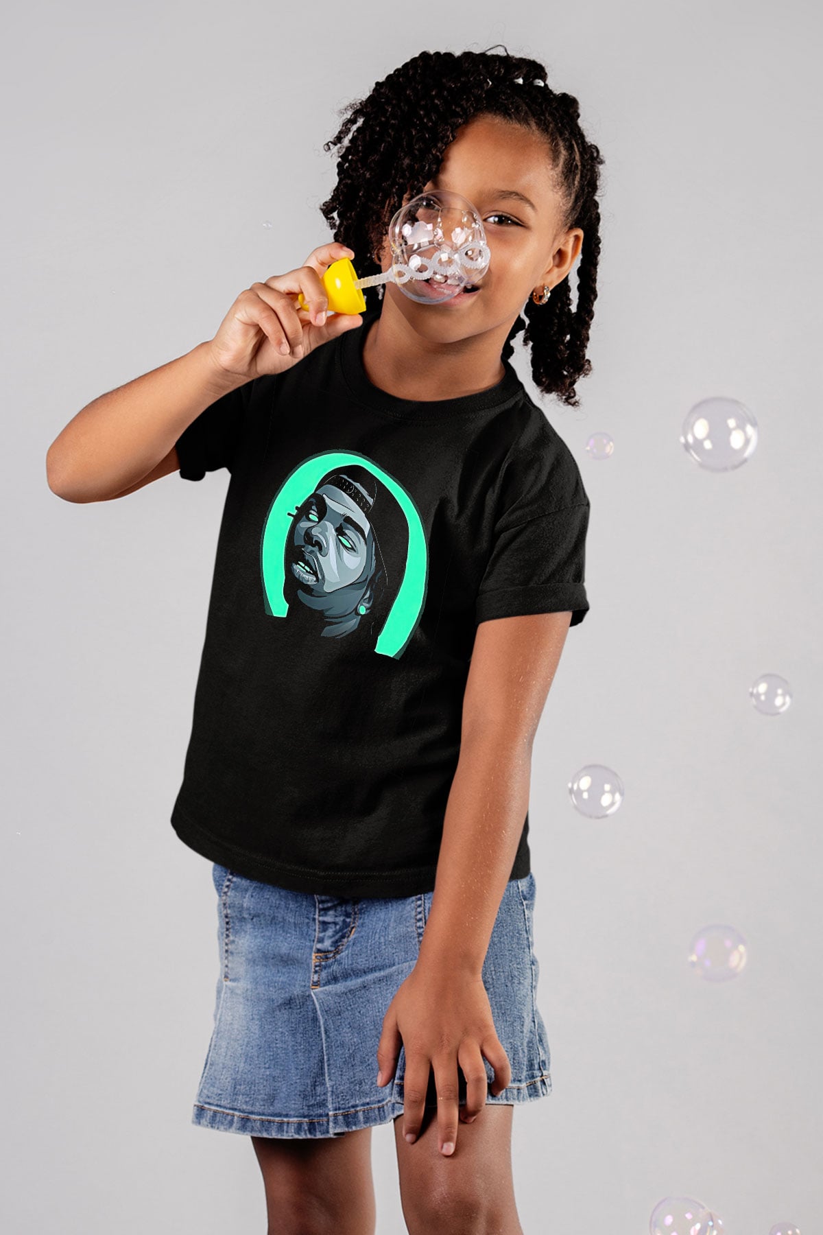 Lil Baby Baskılı Unisex Siyah Çocuk Tişört - Tshirt