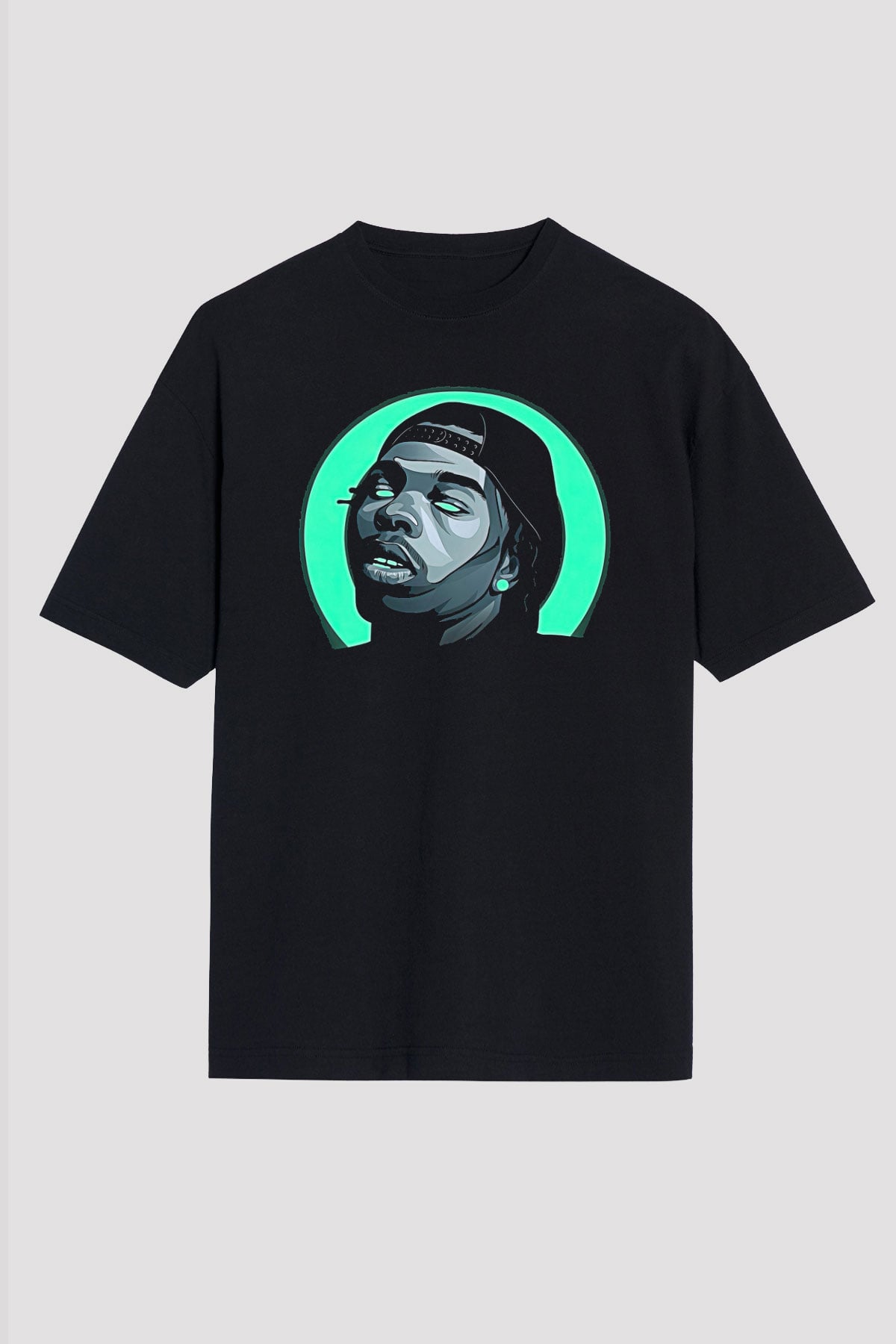 Lil Baby Baskılı Unisex Siyah Oversize Tişört - Tshirt