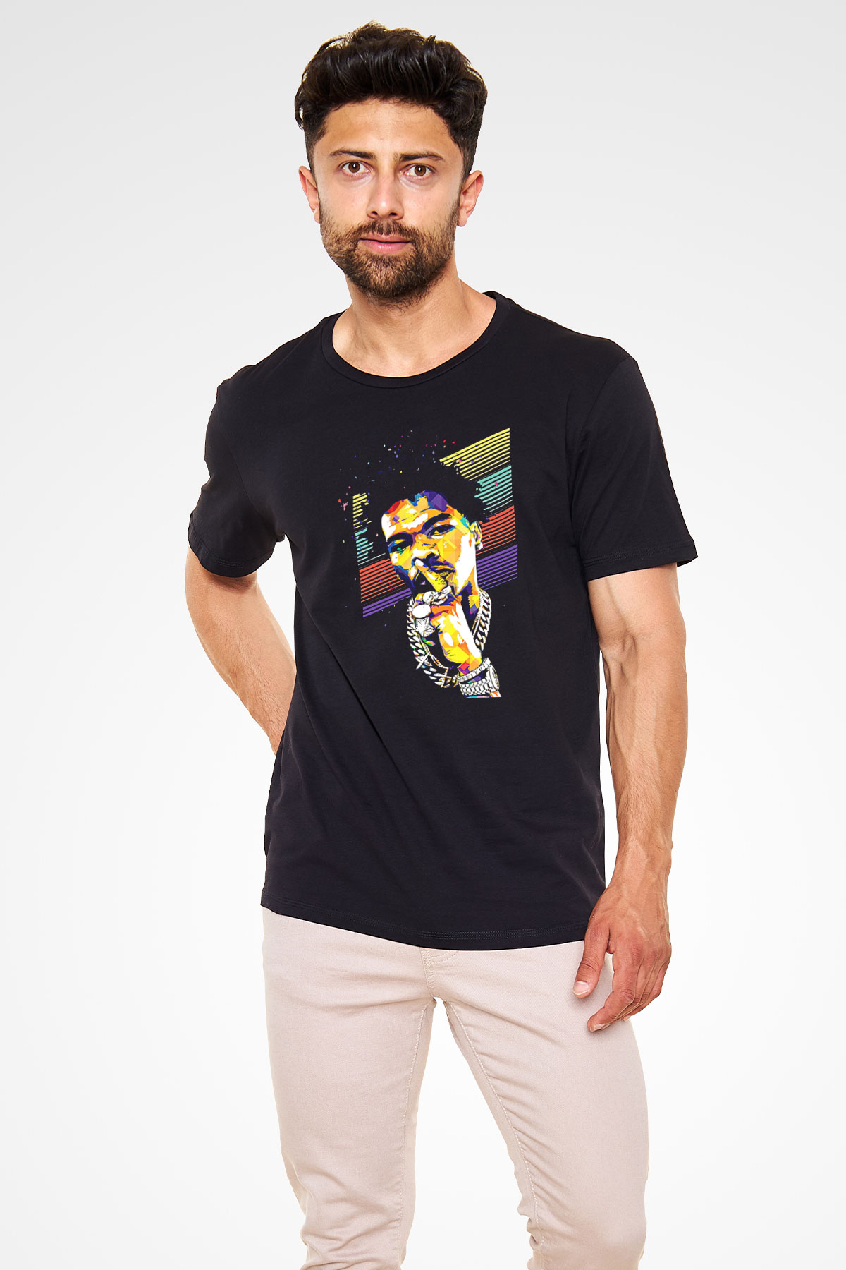 Lil Baby Baskılı Unisex Siyah Tişört - Tshirt