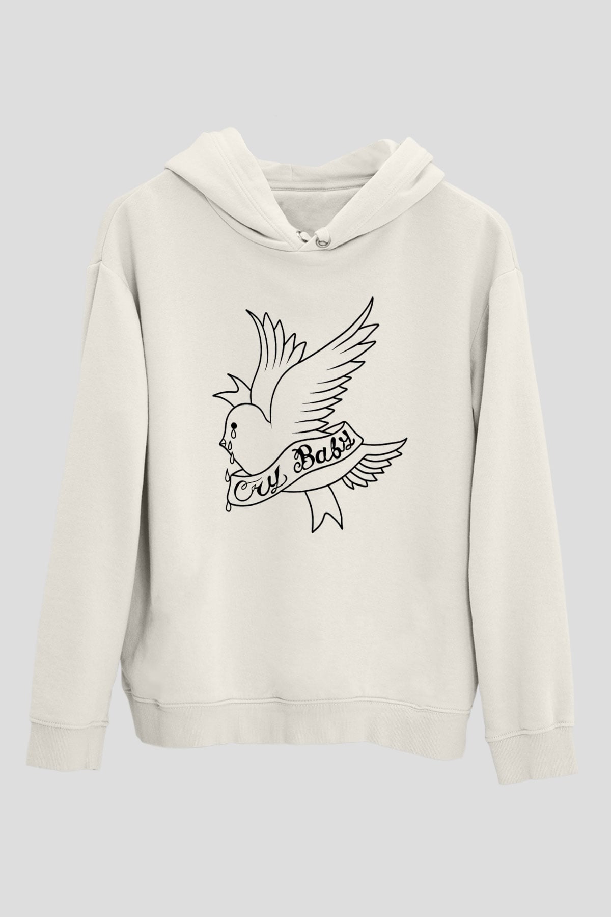 Lil Peep Baskılı Beyaz Unisex Kapüşonlu Sweatshirt