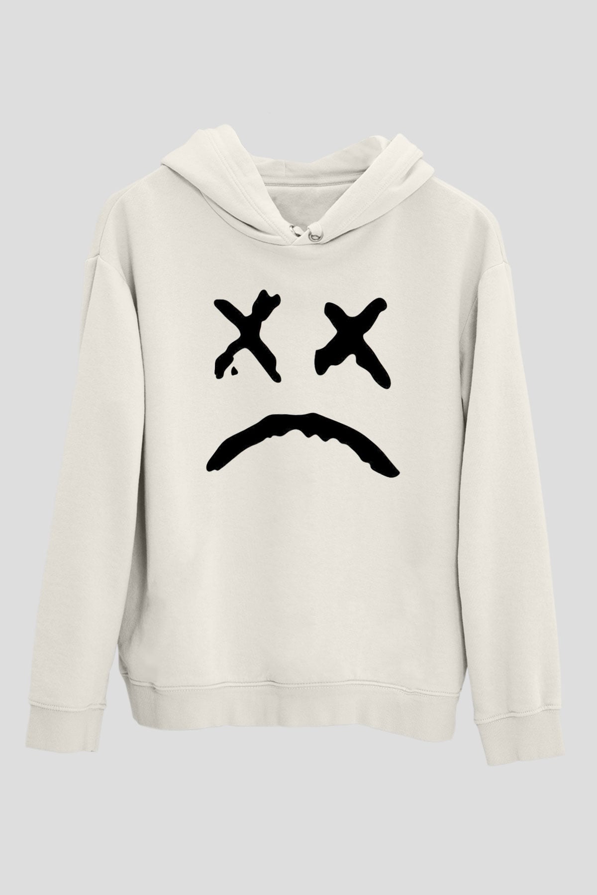 Lil Peep Baskılı Beyaz Unisex Kapüşonlu Sweatshirt