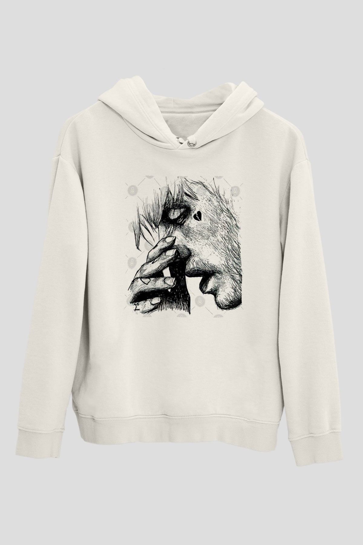 Lil Peep Baskılı Beyaz Unisex Kapüşonlu Sweatshirt