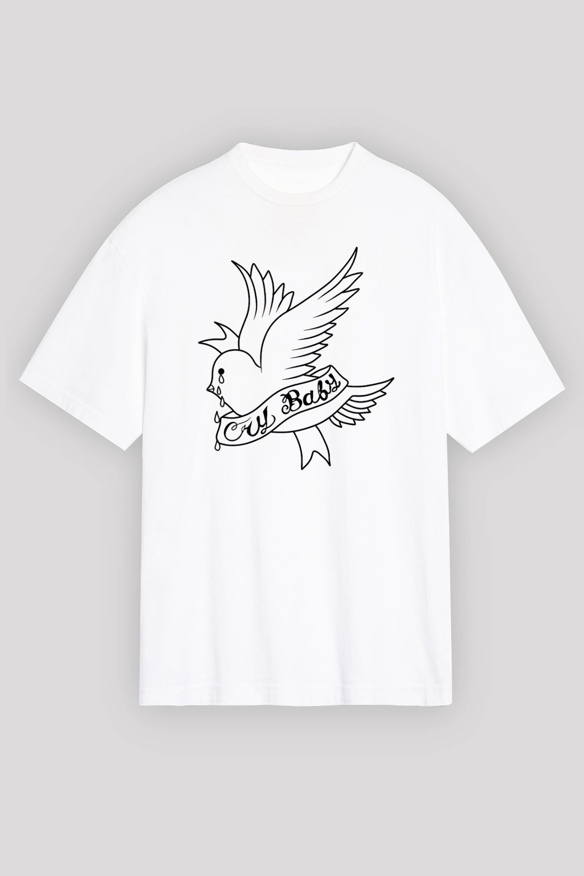 Lil Peep Baskılı Beyaz Unisex Oversize Tişört - Tshirt