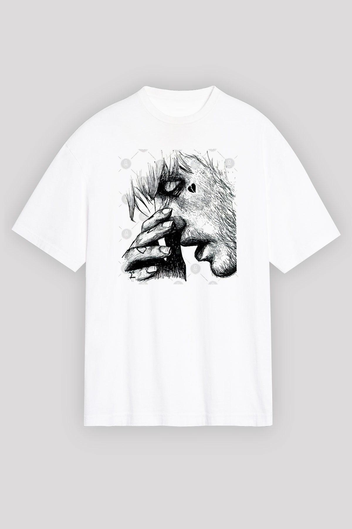 Lil Peep Baskılı Beyaz Unisex Oversize Tişört - Tshirt