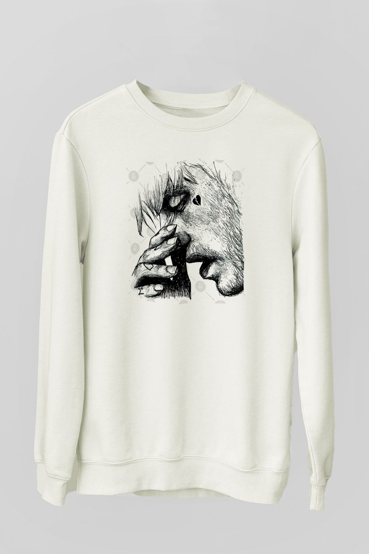 Lil Peep Baskılı Beyaz Unisex Sweatshirt