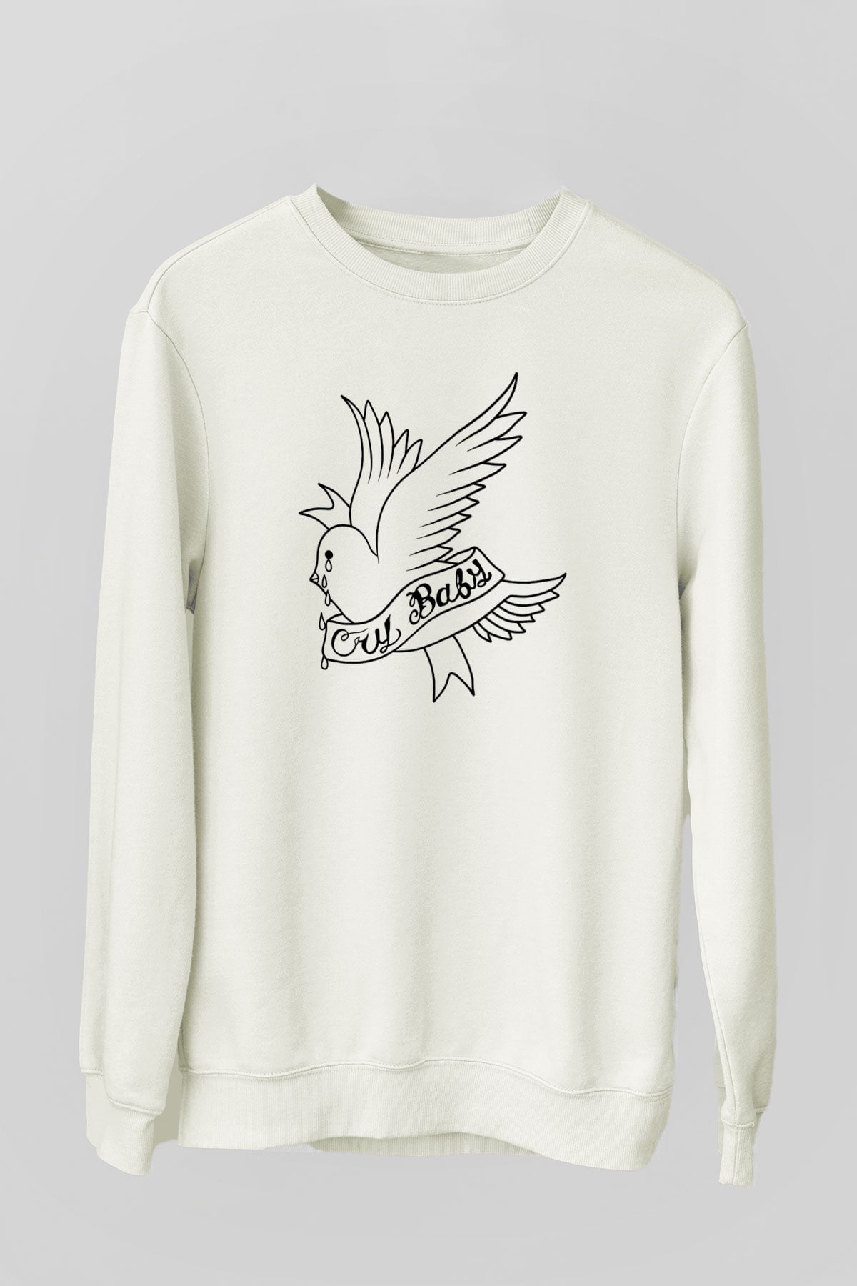 Lil Peep Baskılı Beyaz Unisex Sweatshirt
